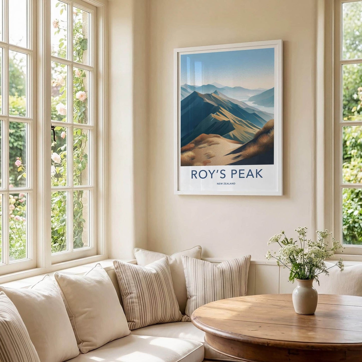 Roys Peak Poster - New Zealand Travel Art - Layered Mountain Ridges Home Decor