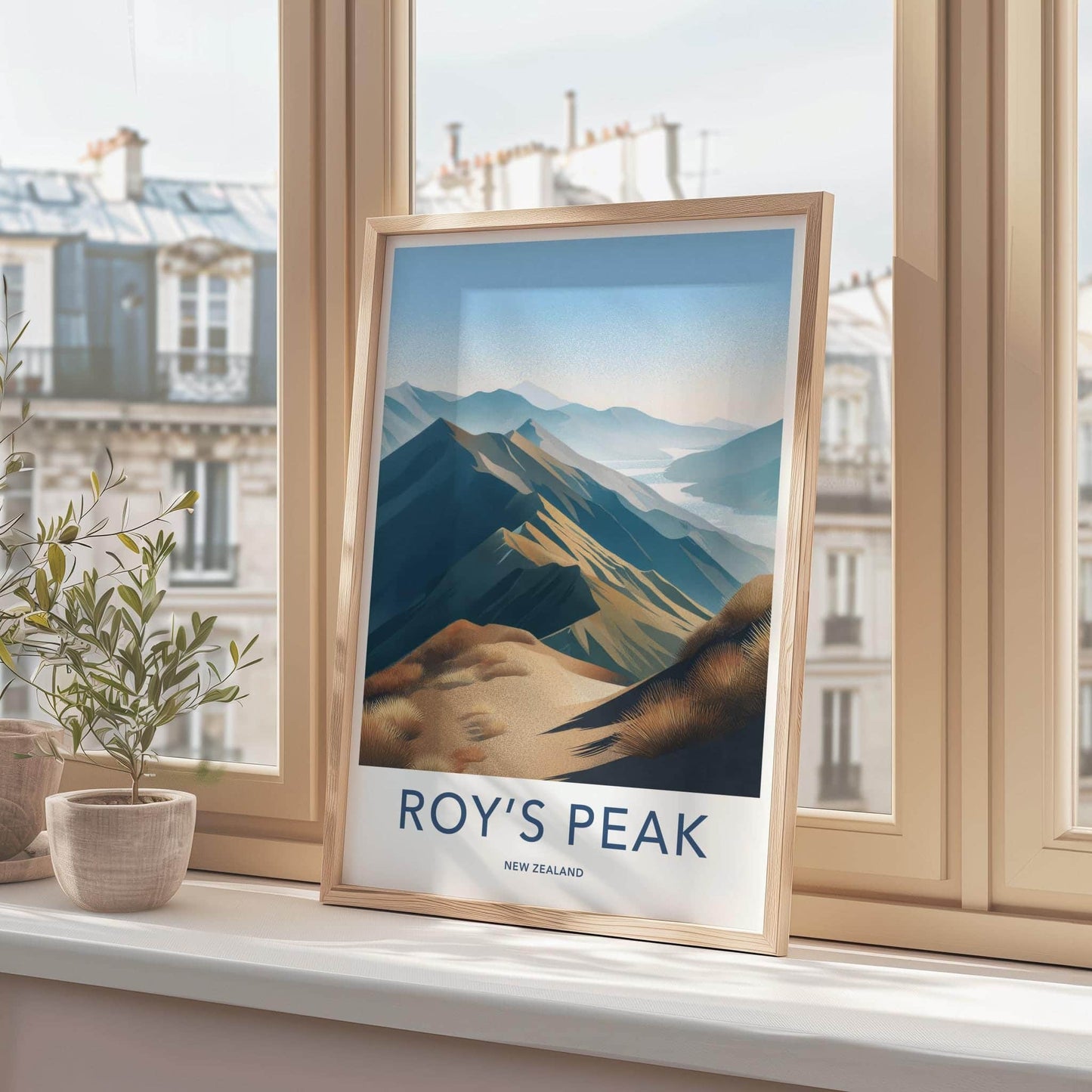 Roys Peak Poster - New Zealand Travel Art - Layered Mountain Ridges Home Decor