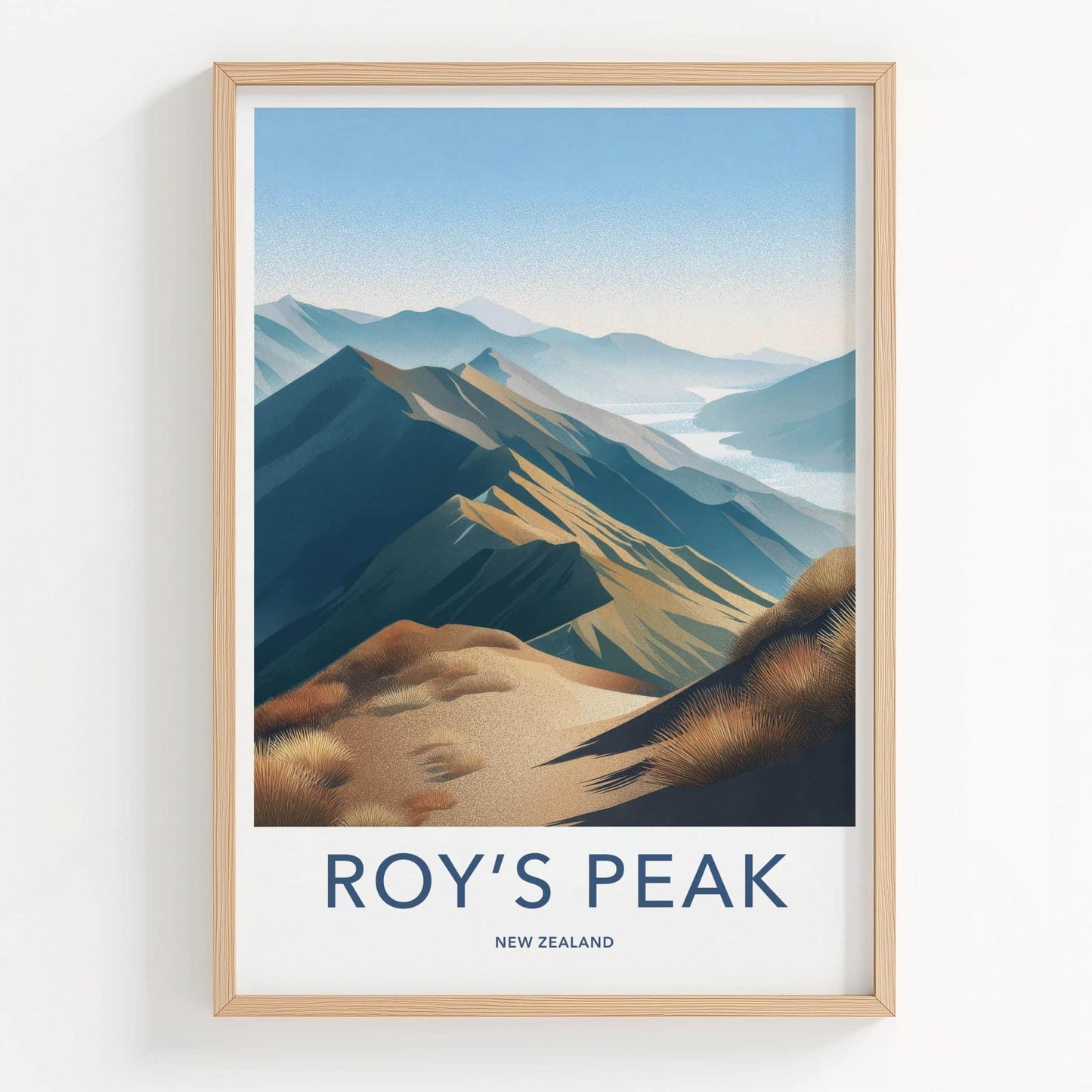 Roys Peak Poster - New Zealand Travel Art - Layered Mountain Ridges Home Decor