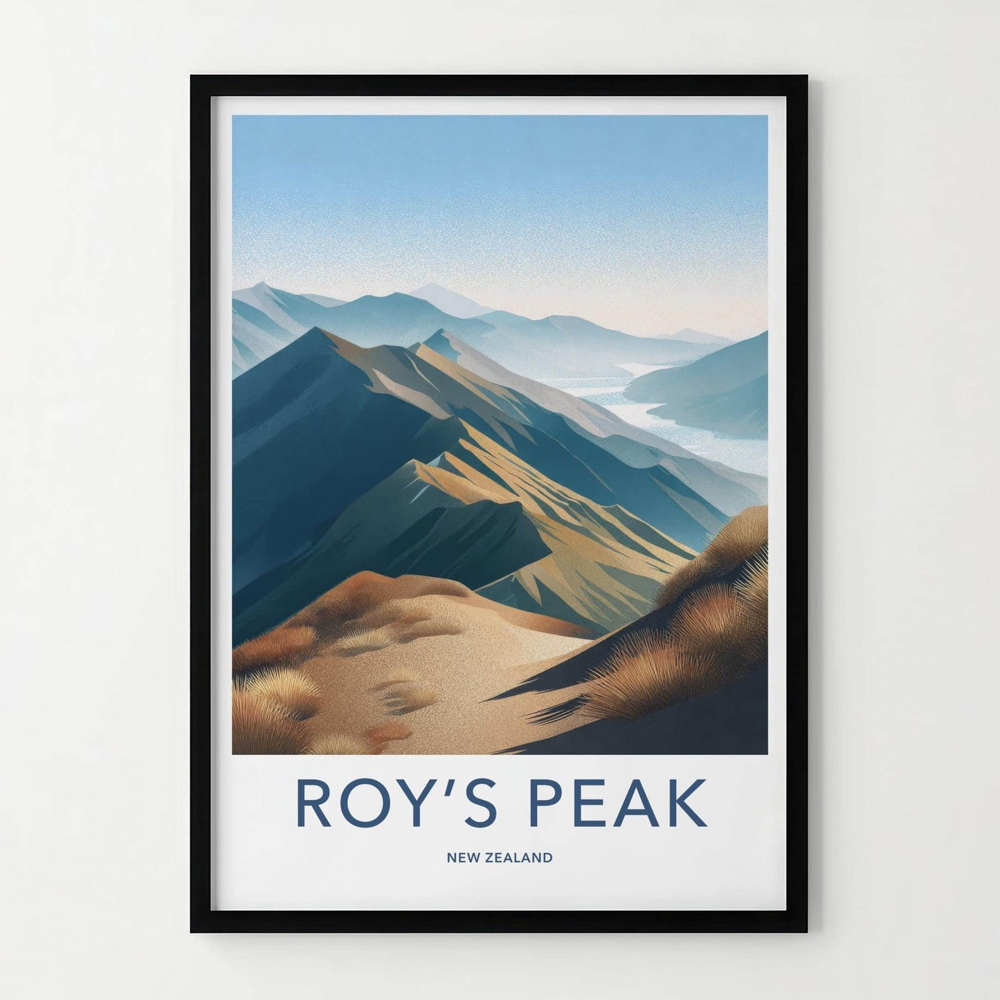 Roys Peak Poster - New Zealand Travel Art - Layered Mountain Ridges Home Decor