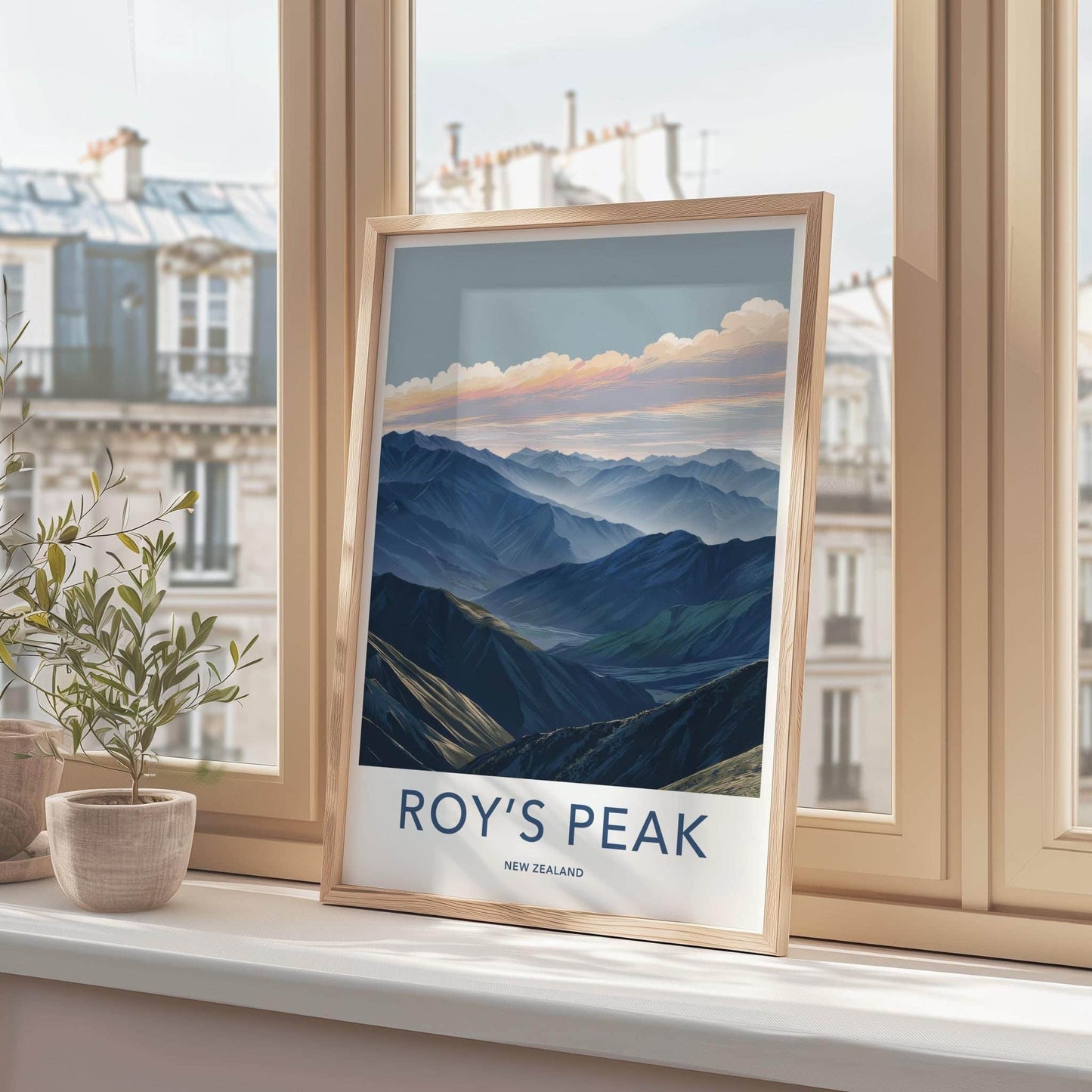 Roys Peak Poster - New Zealand Travel Art - Layered Mountain Valley Home Decor