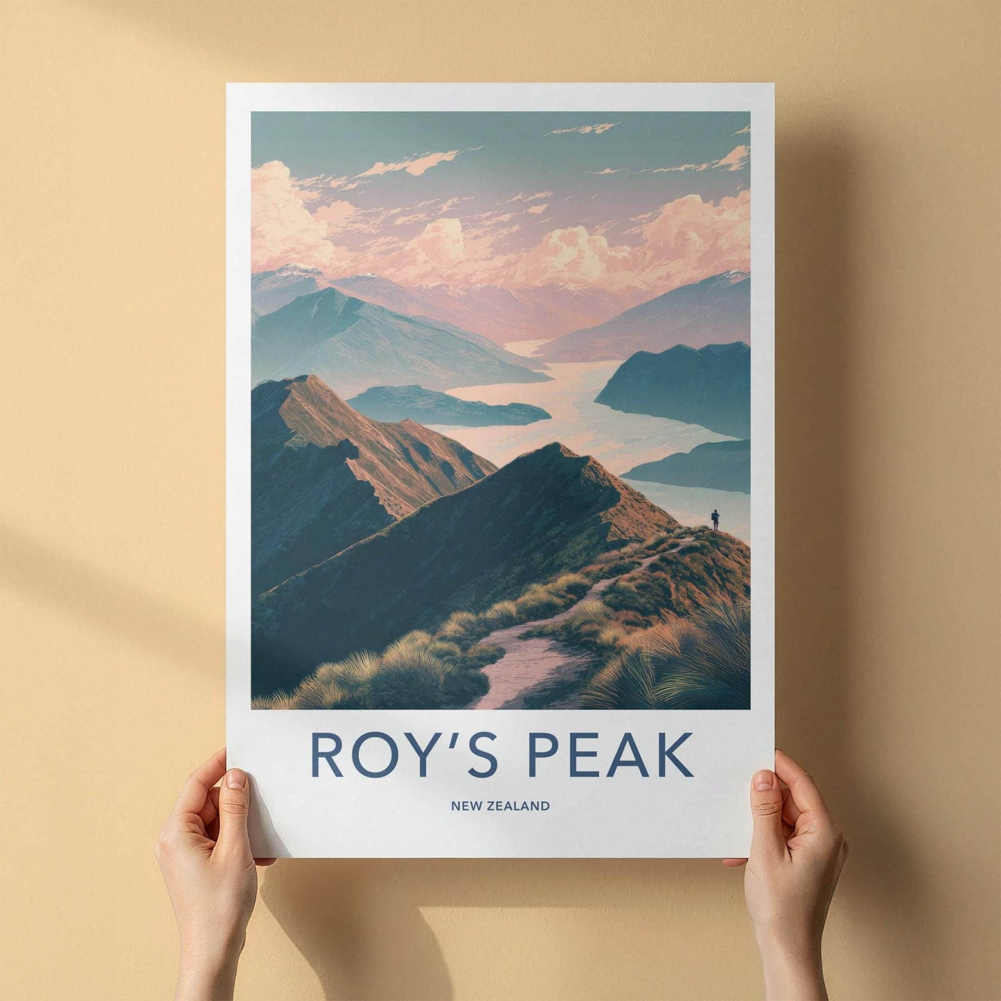 Roys Peak Poster - New Zealand Travel Art - Mountain Path Vista Home Decor