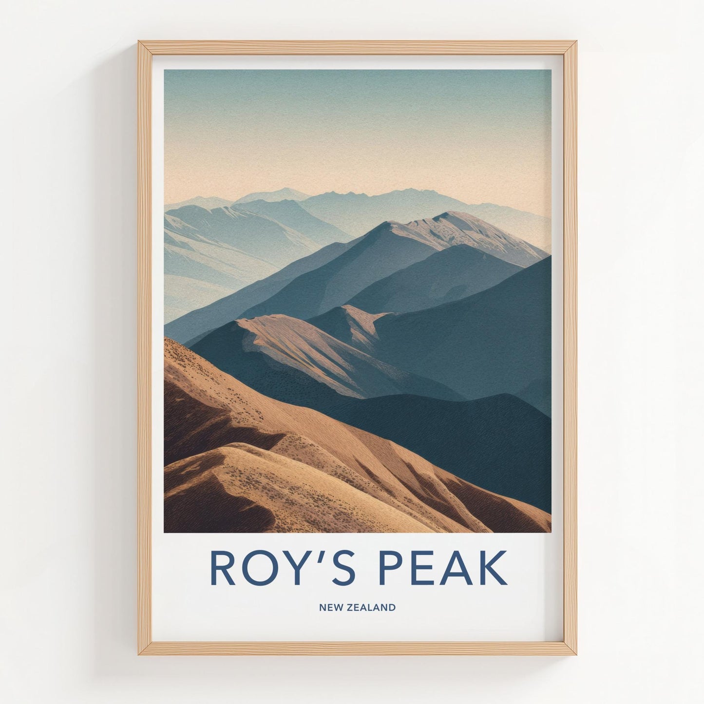 Roys Peak Poster - New Zealand Travel Art - Receding Mountain Landscape Home Decor