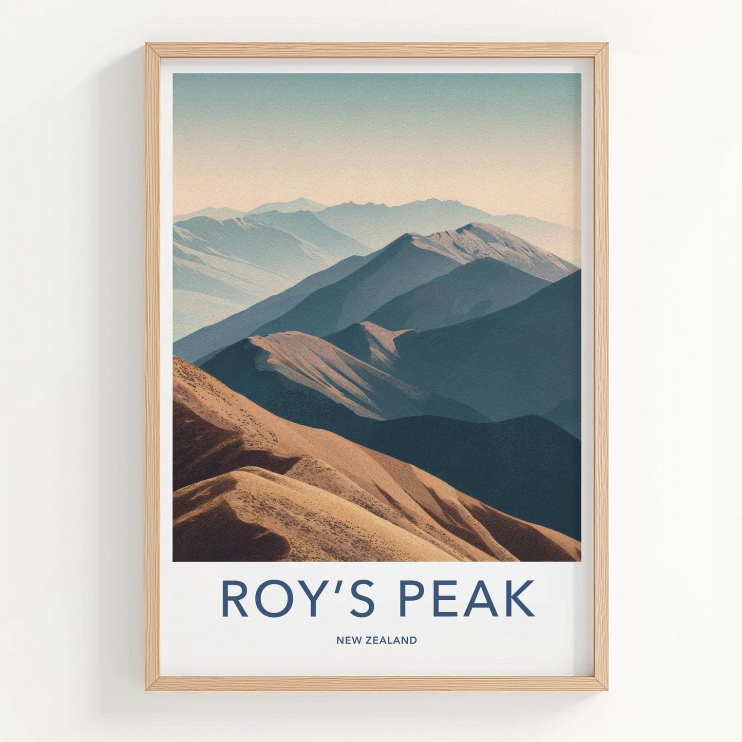 Roys Peak Poster - New Zealand Travel Art - Receding Mountain Landscape Home Decor