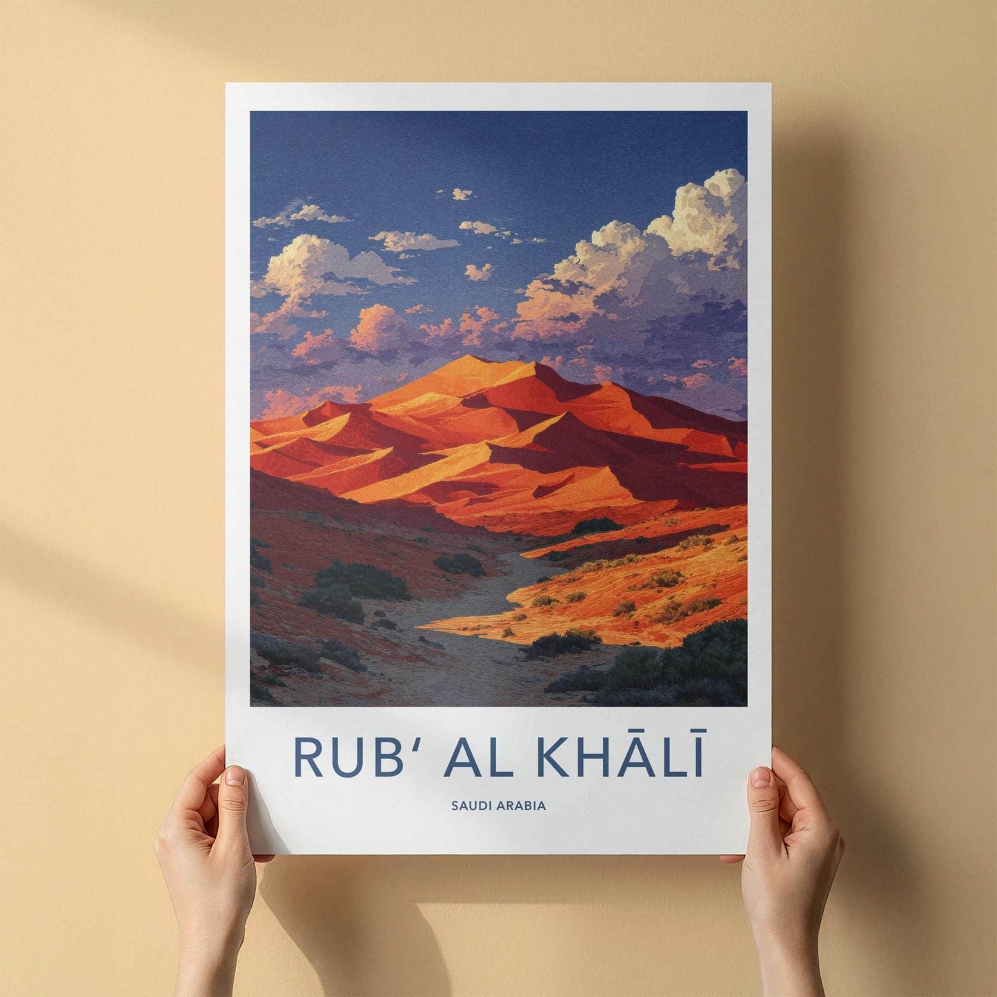 Rub Al Khali Poster - Saudi Arabia Travel Art - Orange Desert Sunset Home Decor