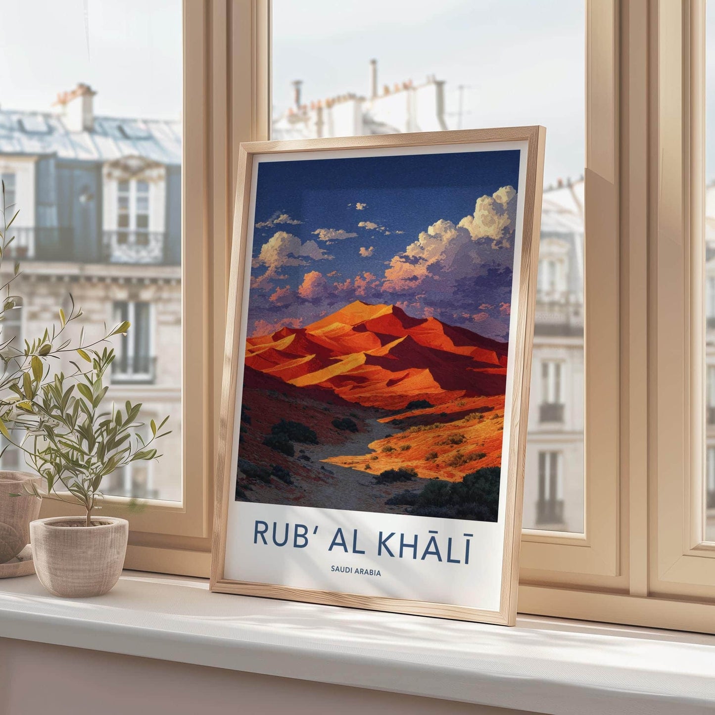 Rub Al Khali Poster - Saudi Arabia Travel Art - Orange Desert Sunset Home Decor