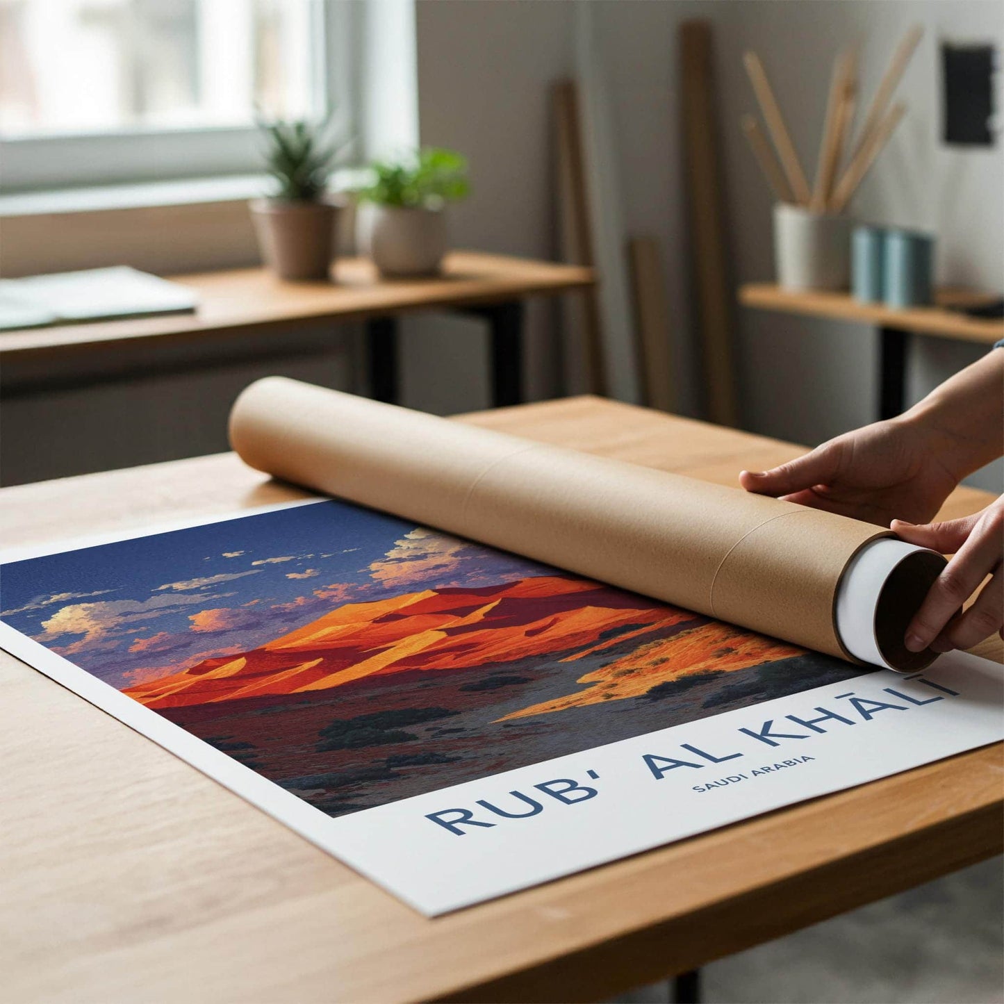 Rub Al Khali Poster - Saudi Arabia Travel Art - Orange Desert Sunset Home Decor