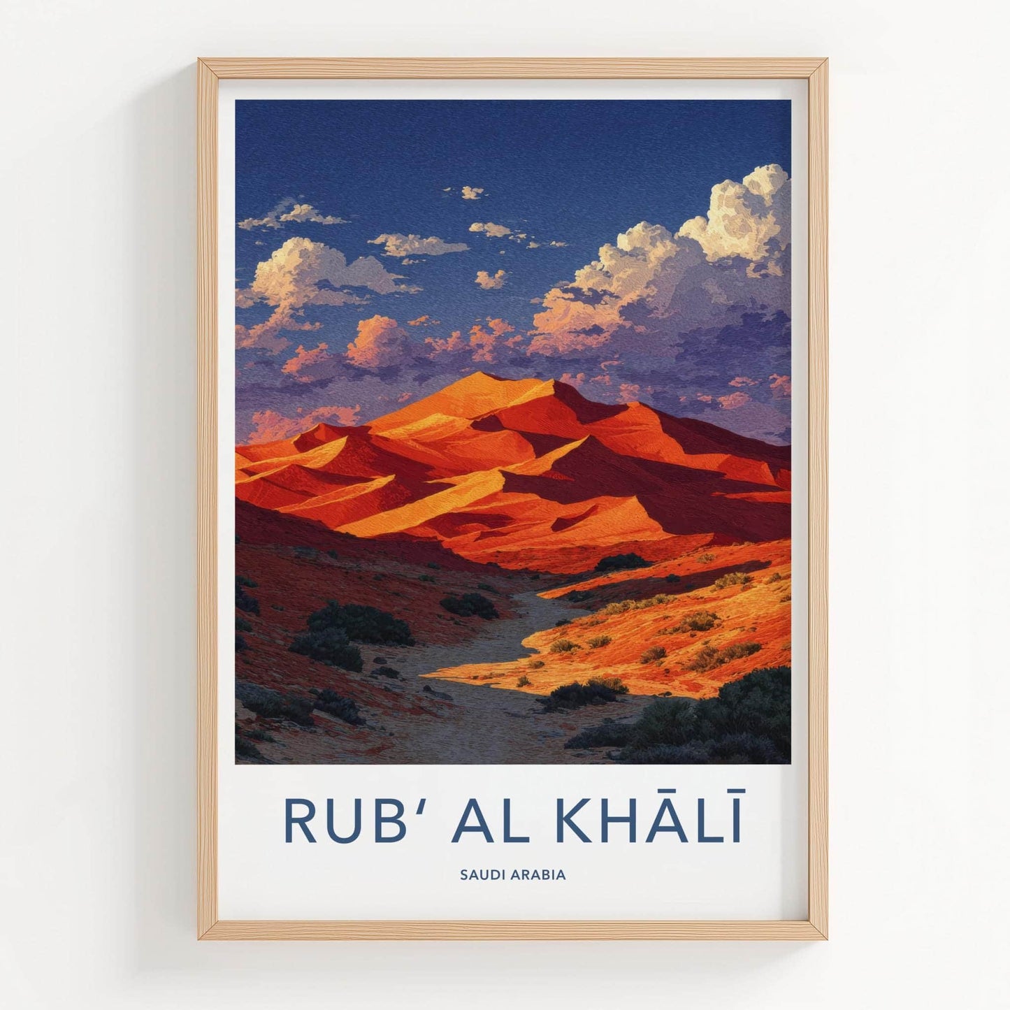 Rub Al Khali Poster - Saudi Arabia Travel Art - Orange Desert Sunset Home Decor