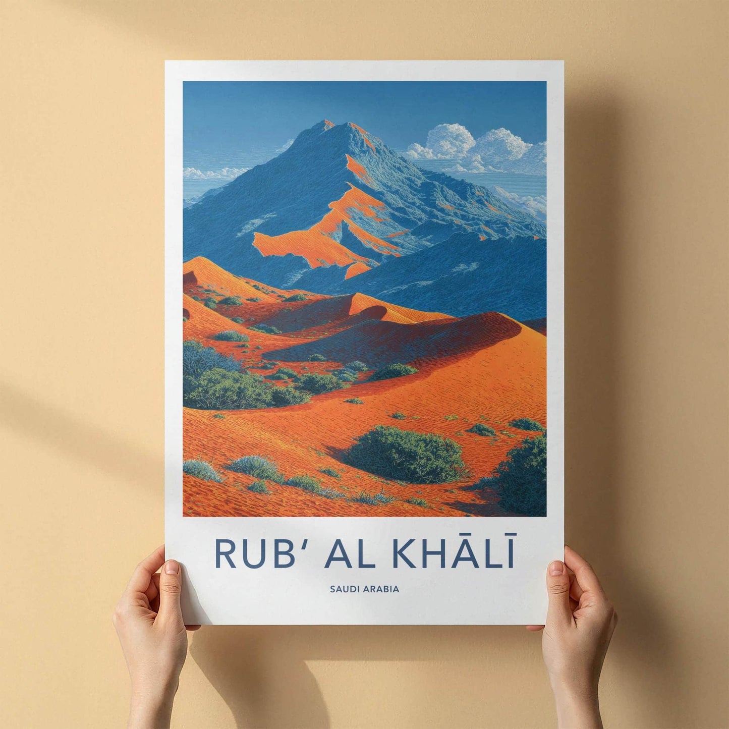 Rub Al Khali Poster - Saudi Arabia Travel Art - Vibrant Desert Scene Home Decor