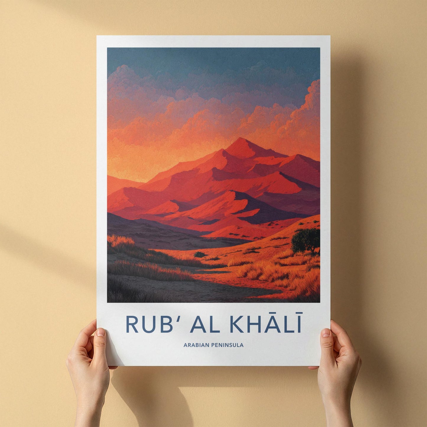 Rub Al Khali Poster - Saudi Arabia Travel Art - Vibrant Desert Sunset Home Decor