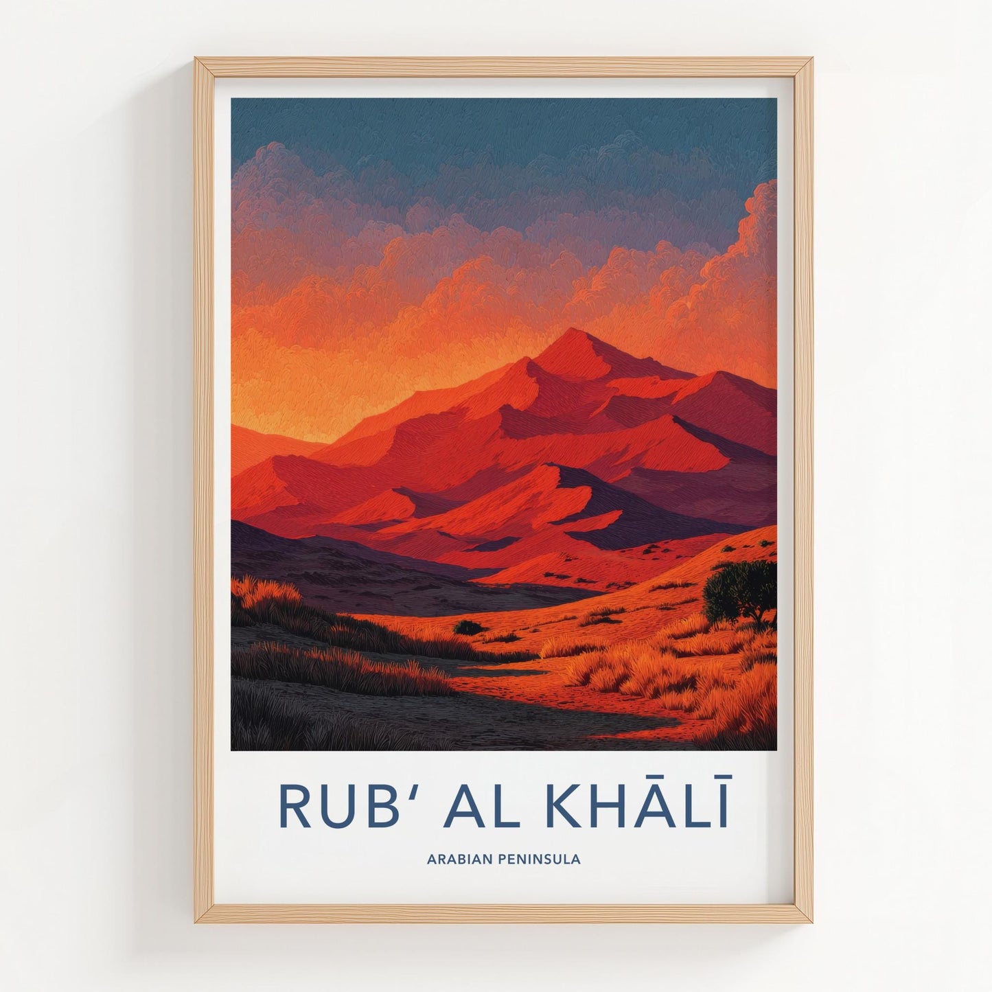 Rub Al Khali Poster - Saudi Arabia Travel Art - Vibrant Desert Sunset Home Decor