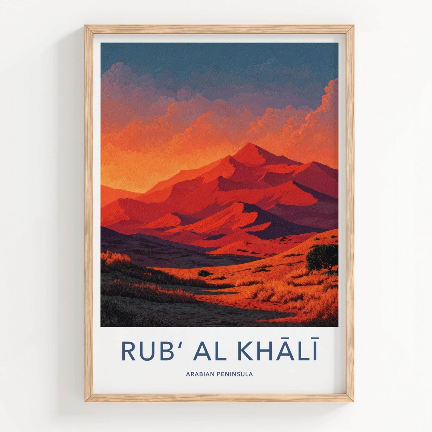 Rub Al Khali Poster - Saudi Arabia Travel Art - Vibrant Desert Sunset Home Decor