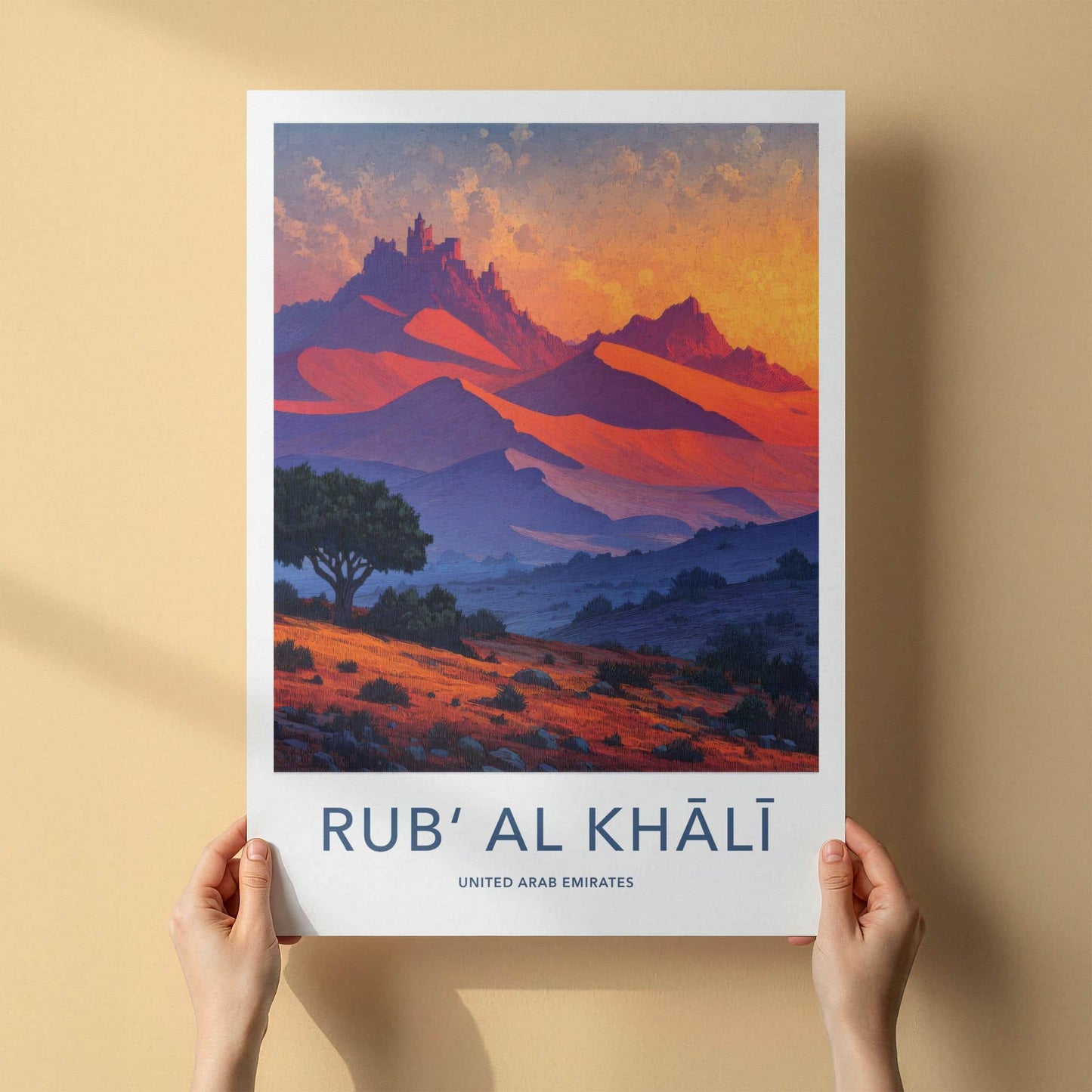 Rub Al Khali Poster - United Arab Emirates Travel Art - Orange Dune Castle Home Decor