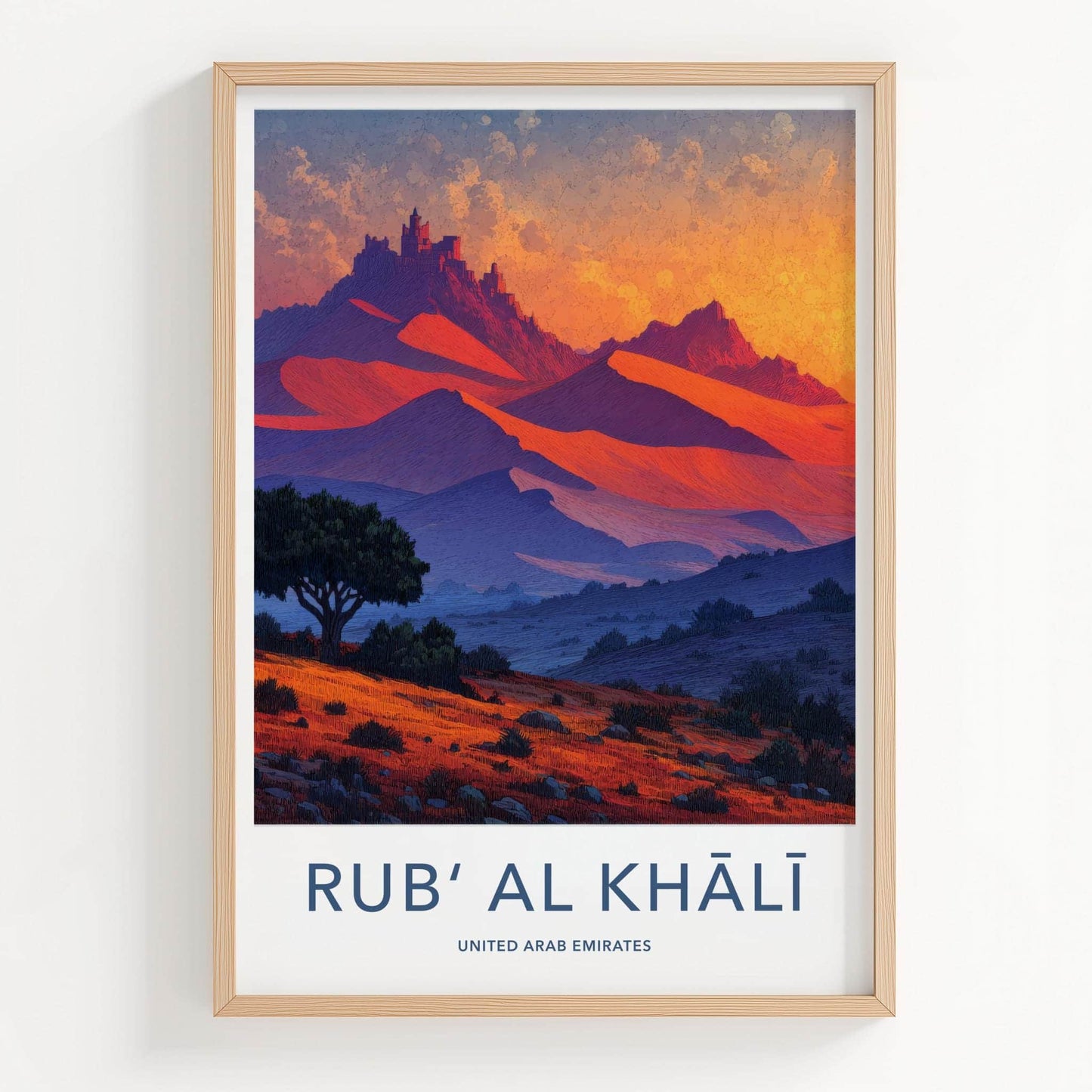 Rub Al Khali Poster - United Arab Emirates Travel Art - Orange Dune Castle Home Decor