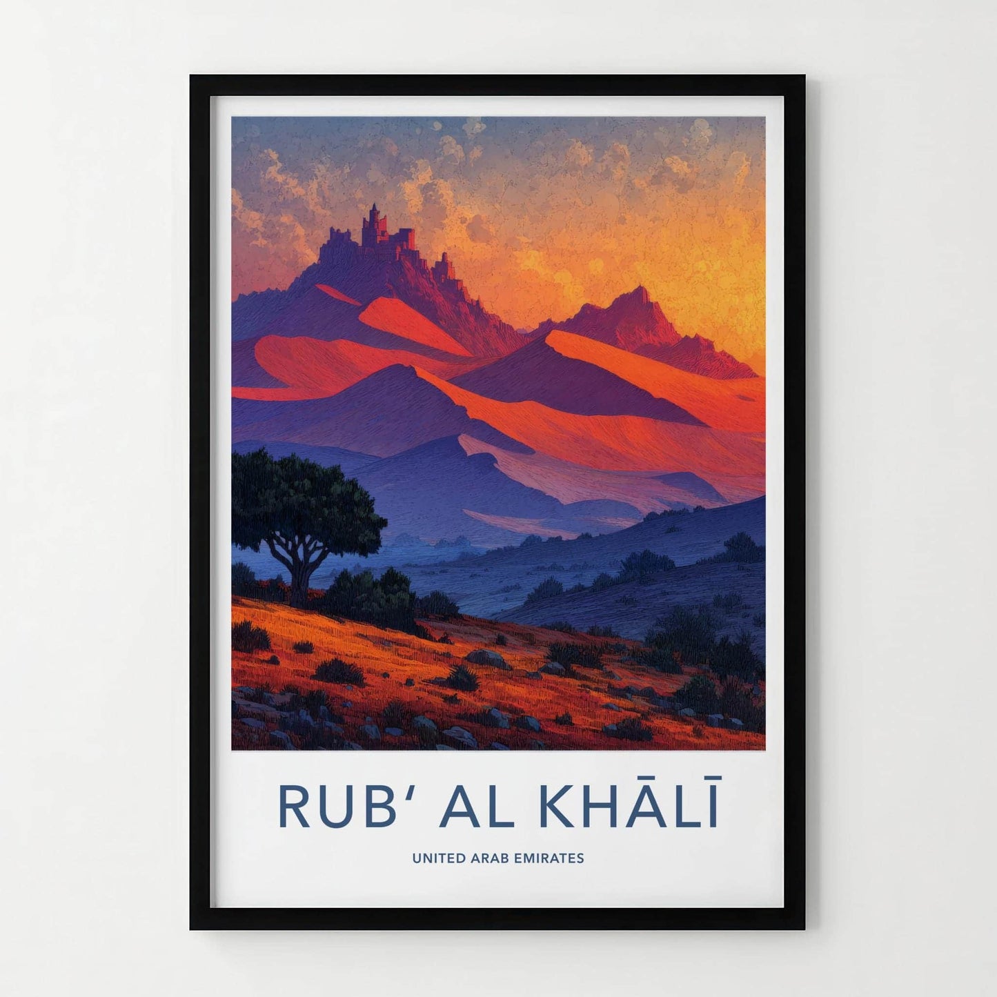 Rub Al Khali Poster - United Arab Emirates Travel Art - Orange Dune Castle Home Decor
