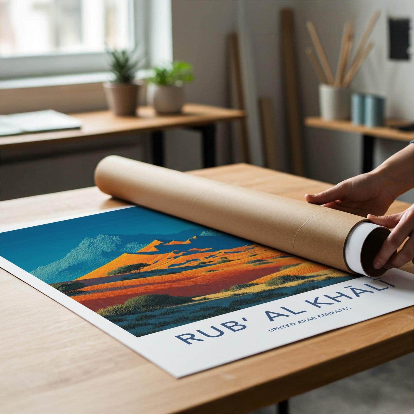 Rub Al Khali Poster - United Arab Emirates Travel Art - Vibrant Desert Landscape Home Decor