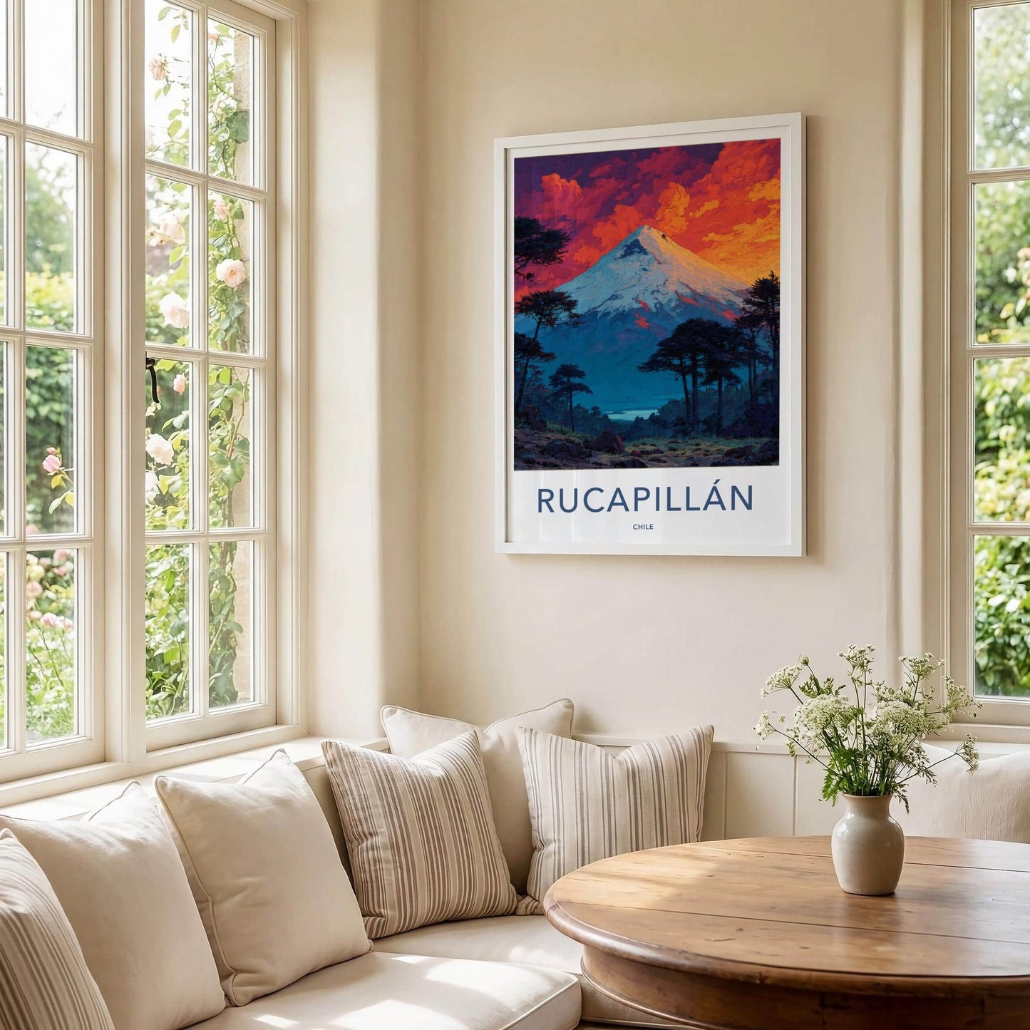 Rucapillan Poster - Chile Travel Art - Fiery Orange Mountain Home Decor