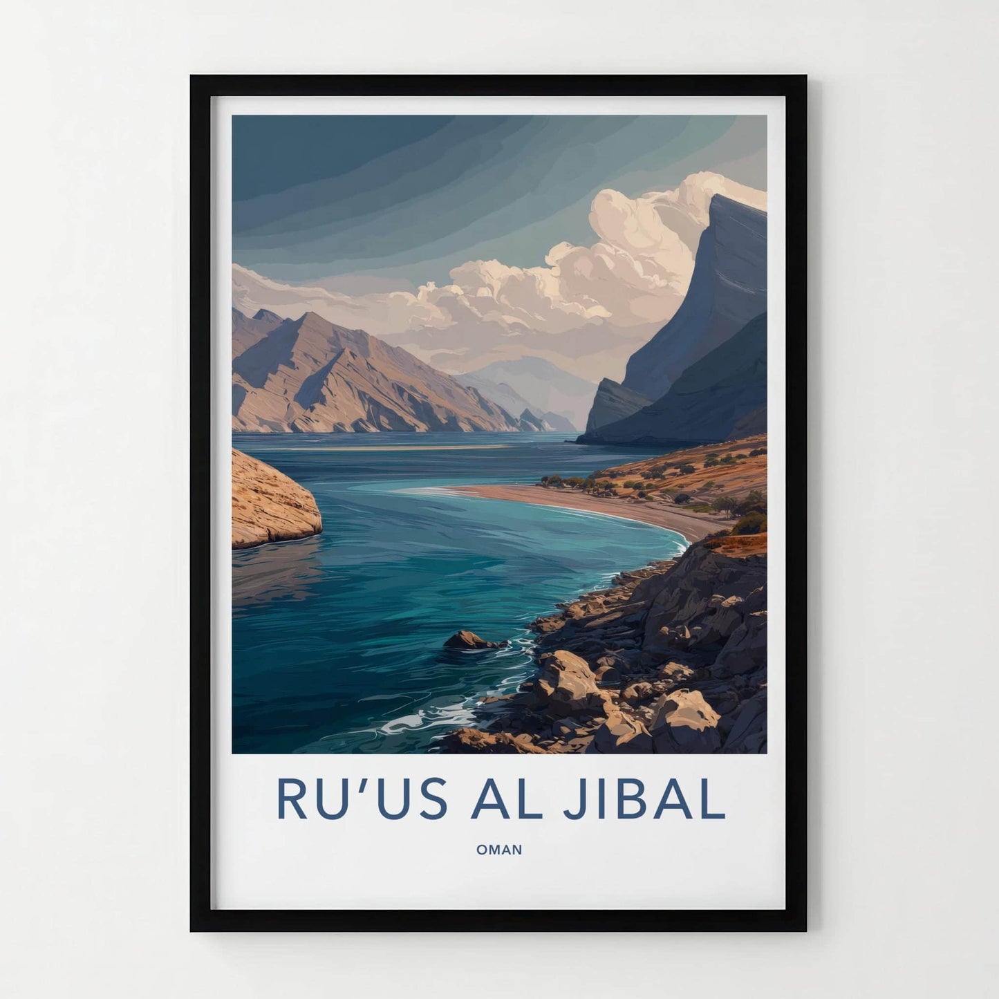 Ruus Al Jibal Poster - Oman Travel Art - Mountain Coast Bay Home Decor