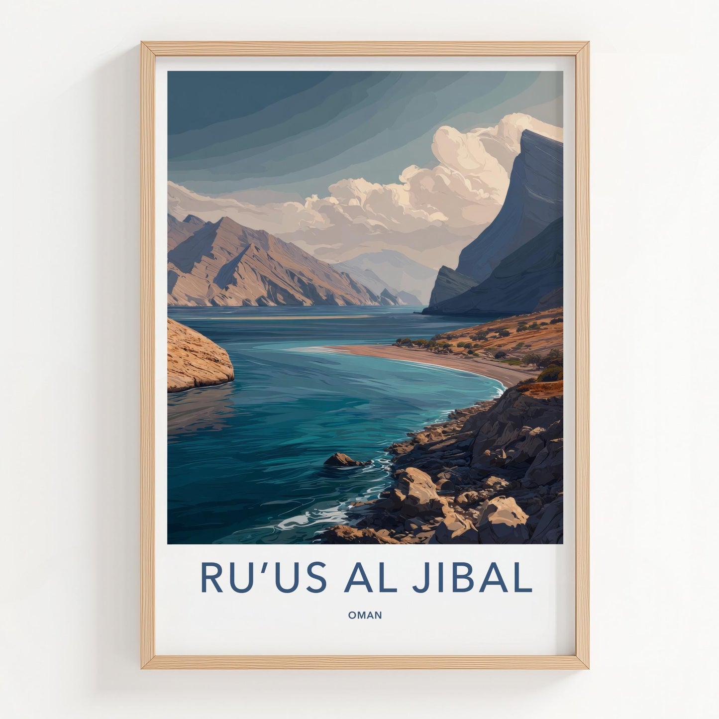 Ruus Al Jibal Poster - Oman Travel Art - Mountain Coast Bay Home Decor