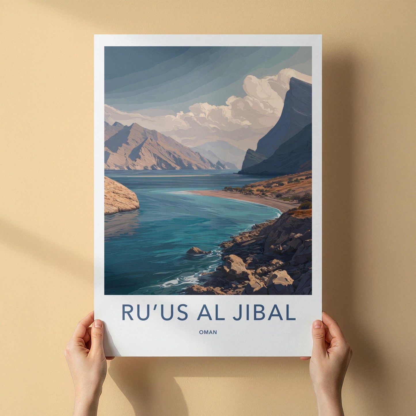 Ruus Al Jibal Poster - Oman Travel Art - Mountain Coast Bay Home Decor