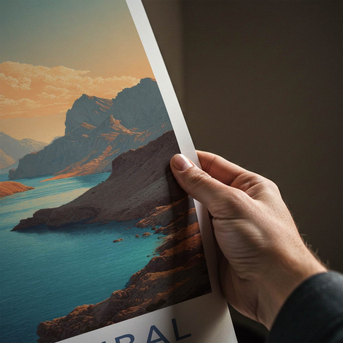 Ruus Al Jibal Poster - Oman Travel Art - Mountains Fjord Blue Home Art