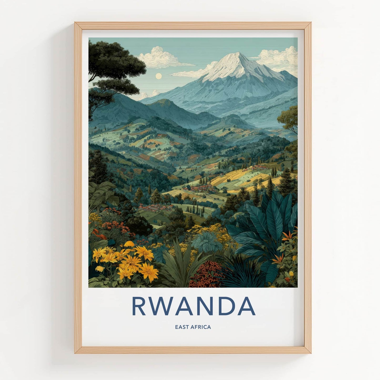 Rwanda Poster - Africa Travel Art - Lush Mountainous Landscape Home Decor