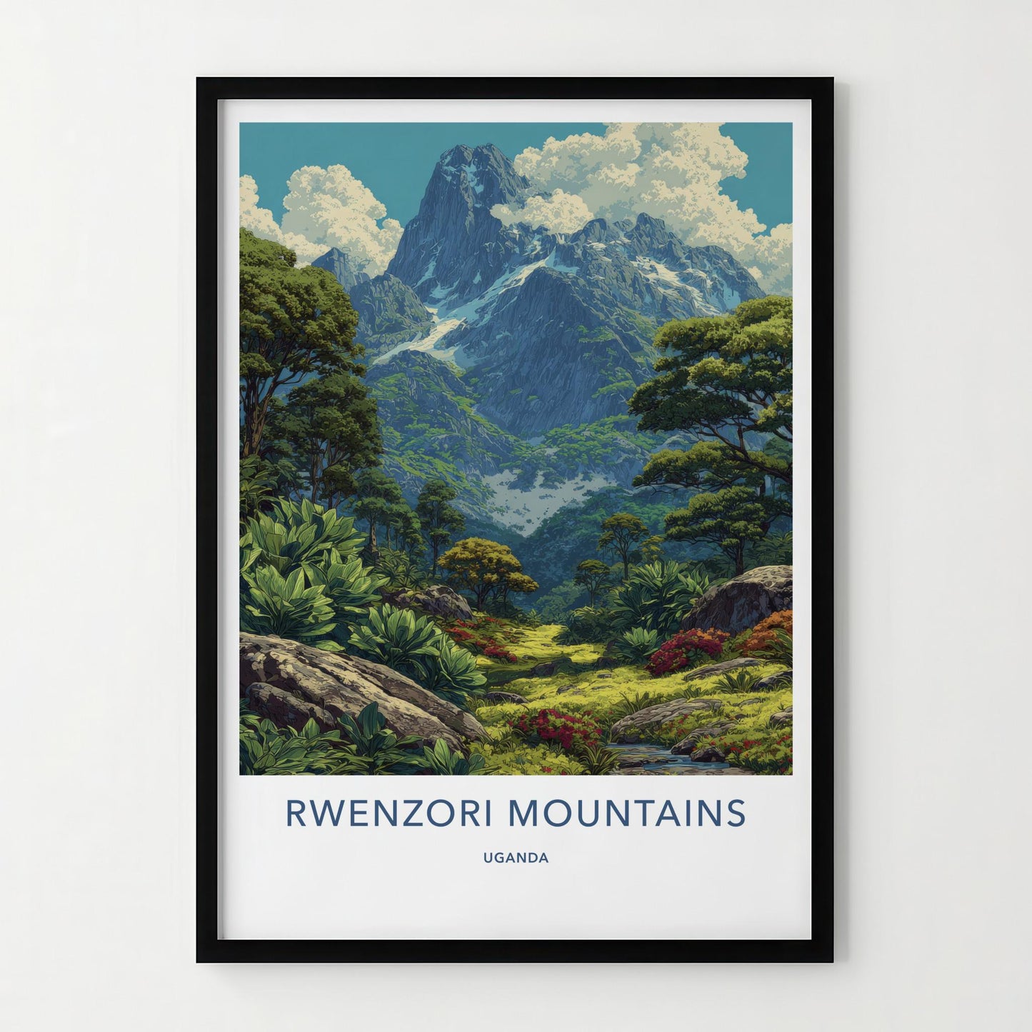 Rwenzoi Mountains Poster - Uganda Travel Art - Lush Green Valley Home Decor