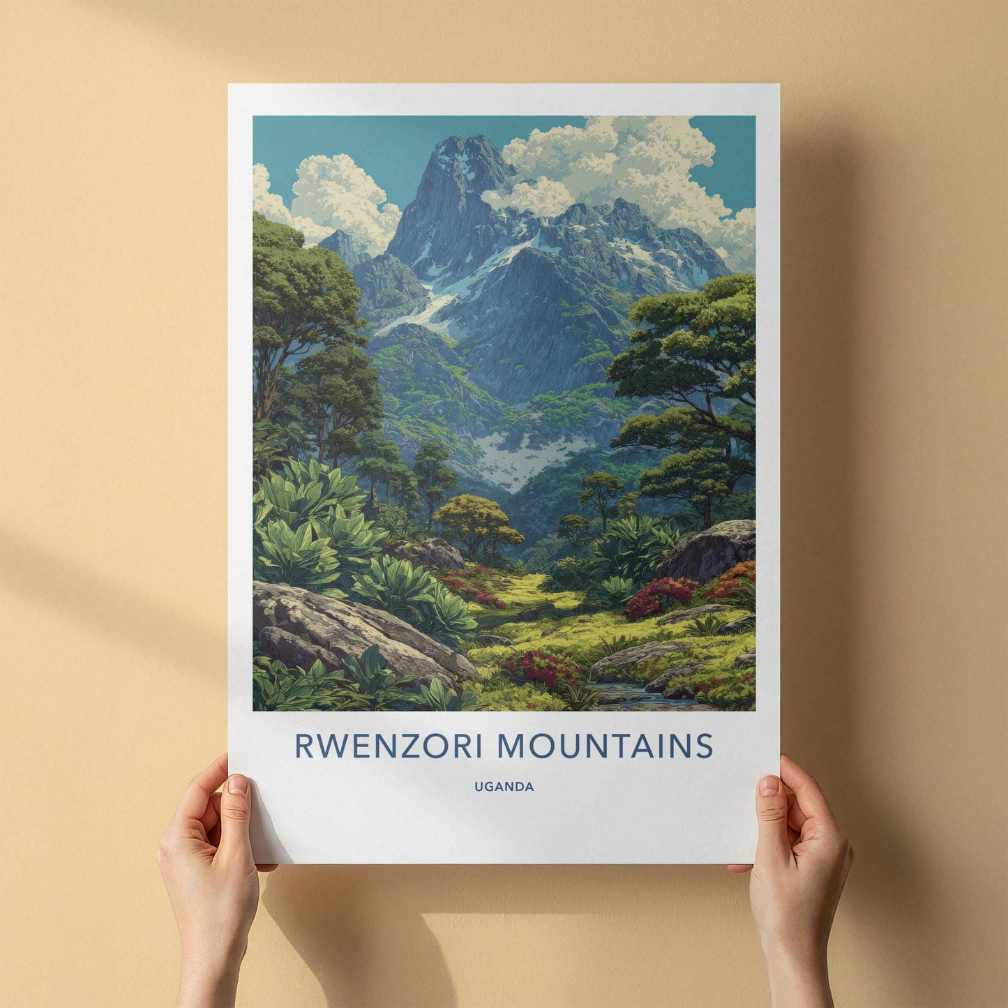 Rwenzoi Mountains Poster - Uganda Travel Art - Lush Green Valley Home Decor