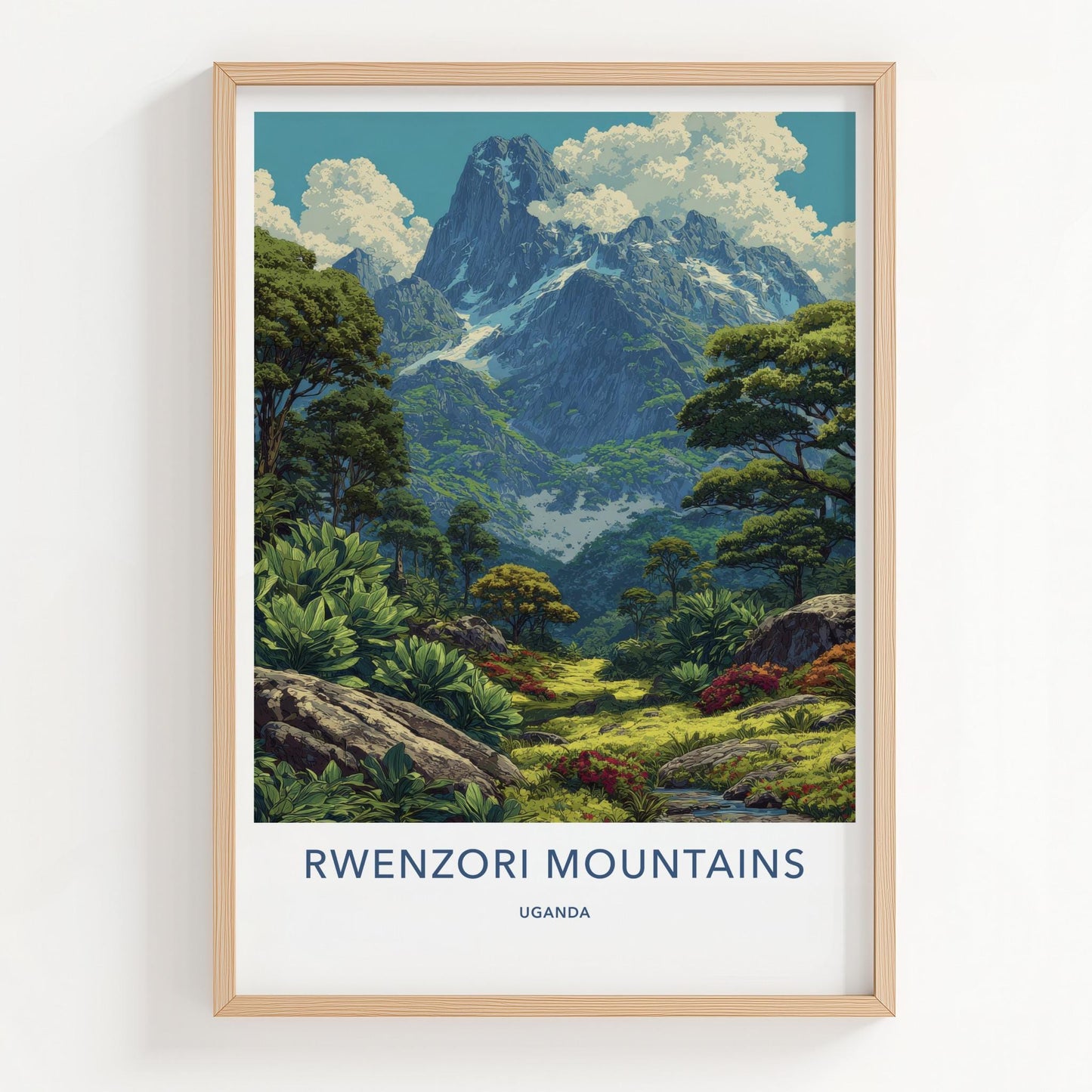Rwenzoi Mountains Poster - Uganda Travel Art - Lush Green Valley Home Decor