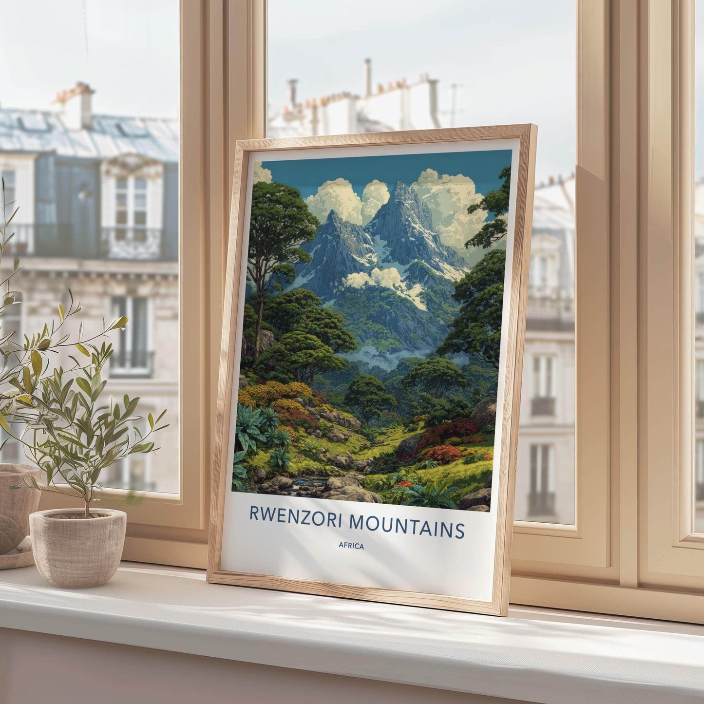 Rwenzori Mountains Poster - Africa Travel Art - Lush Valley Stream Home Decor