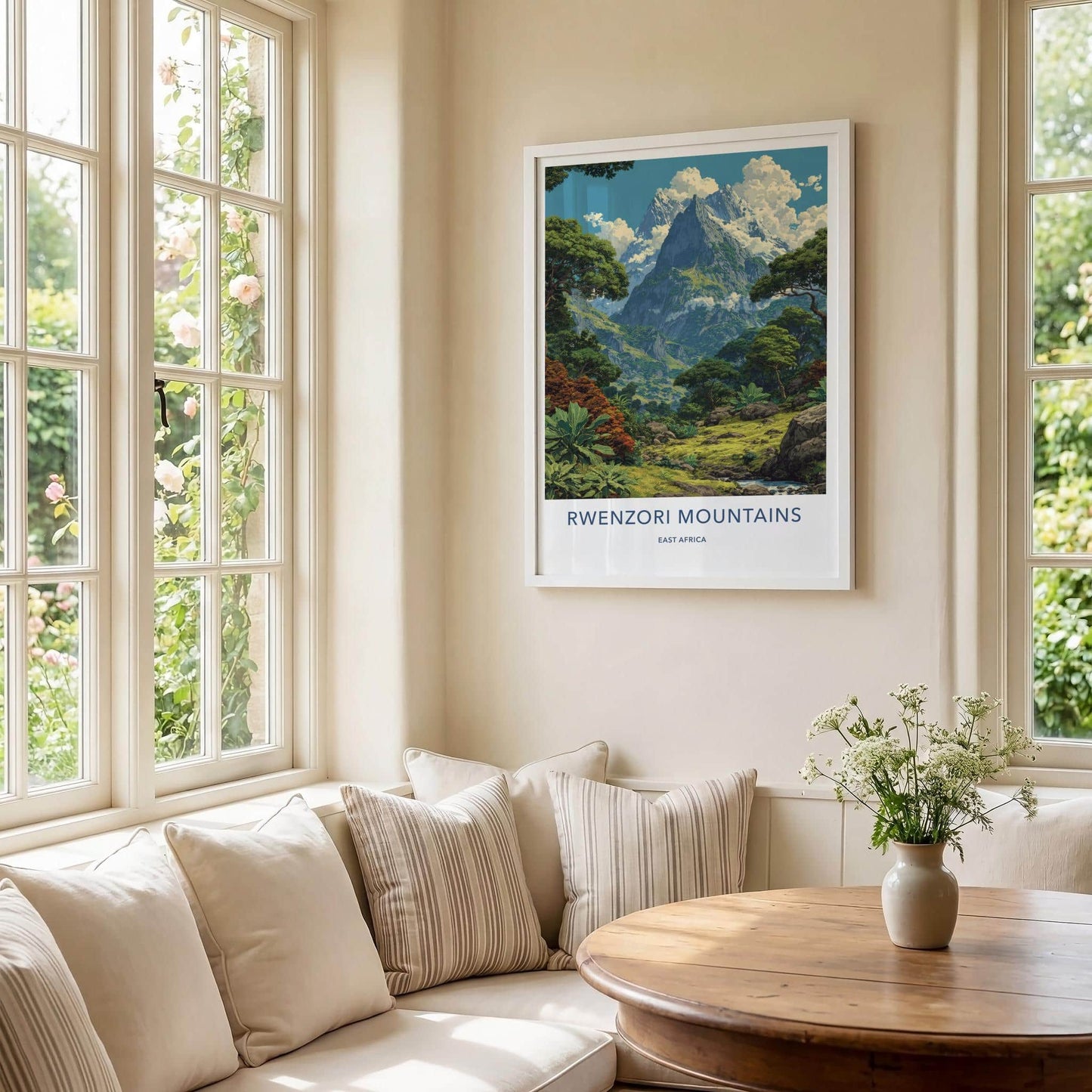 Rwenzori Mountains Poster - Uganda Art Print - Lush Mountain Valley Home Decor