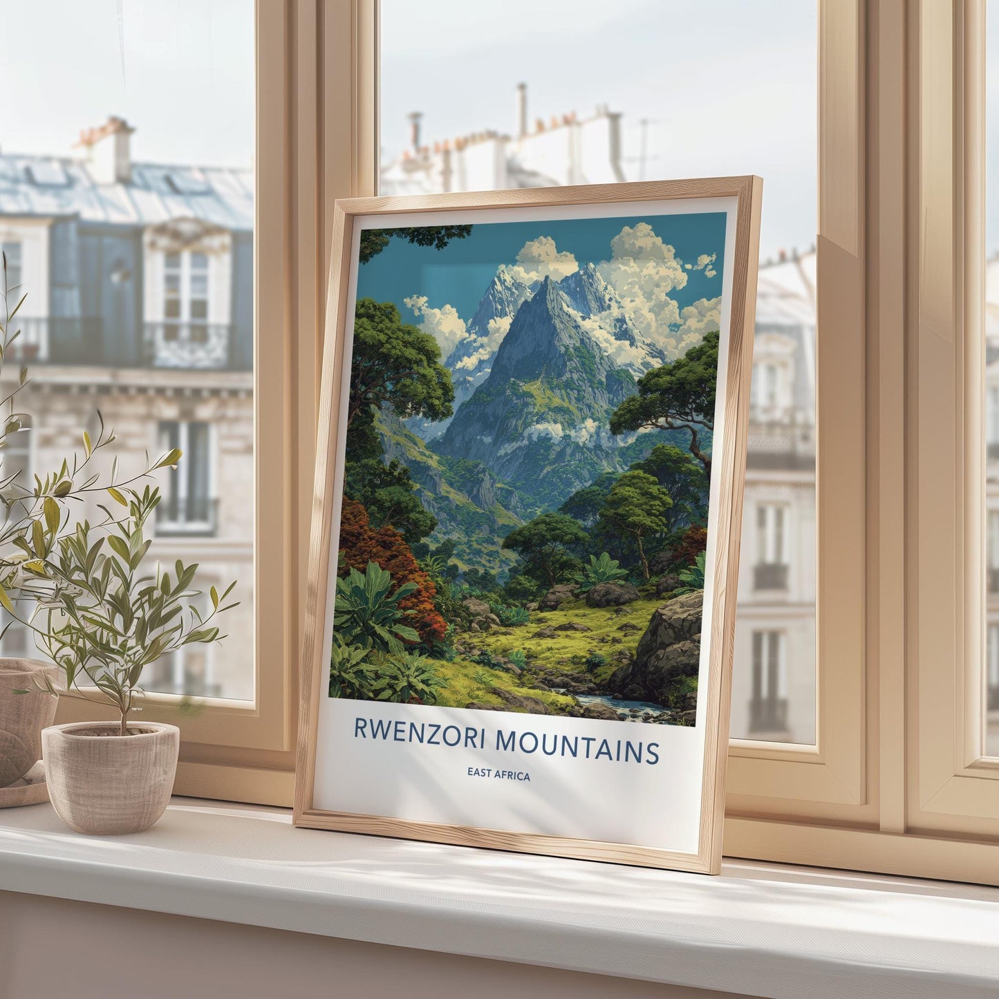 Rwenzori Mountains Poster - Uganda Art Print - Lush Mountain Valley Home Decor