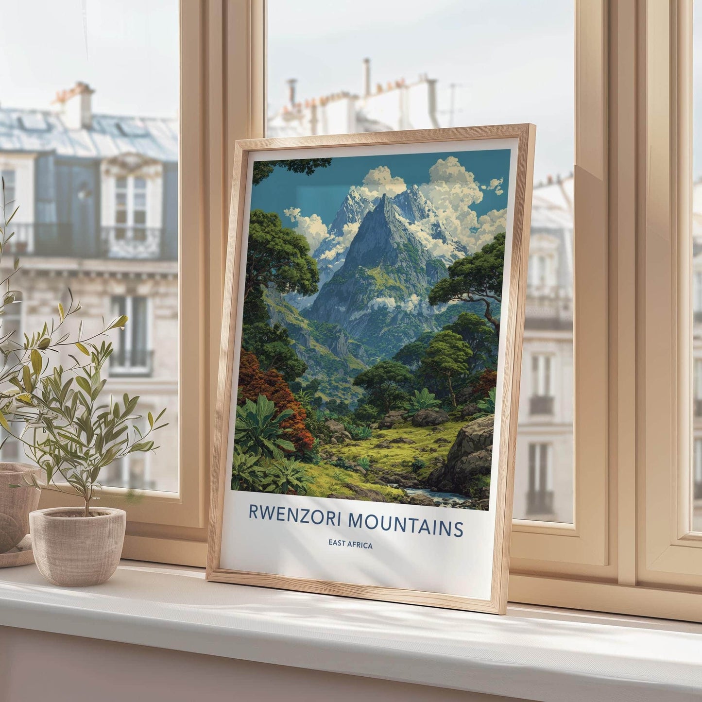 Rwenzori Mountains Poster - Uganda Art Print - Lush Mountain Valley Home Decor