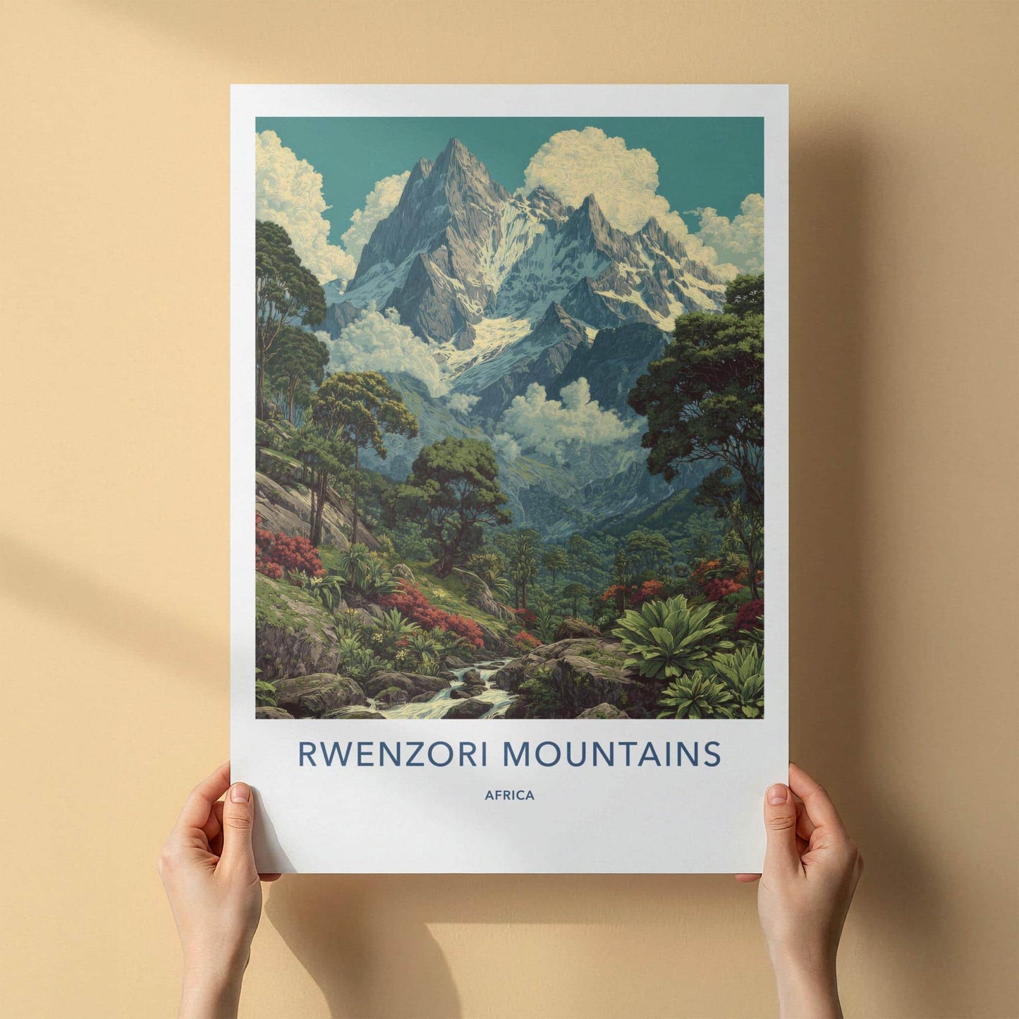 Rwenzori Mountains Poster - Uganda Travel Art - Lush Mountain Landscape Home Decor