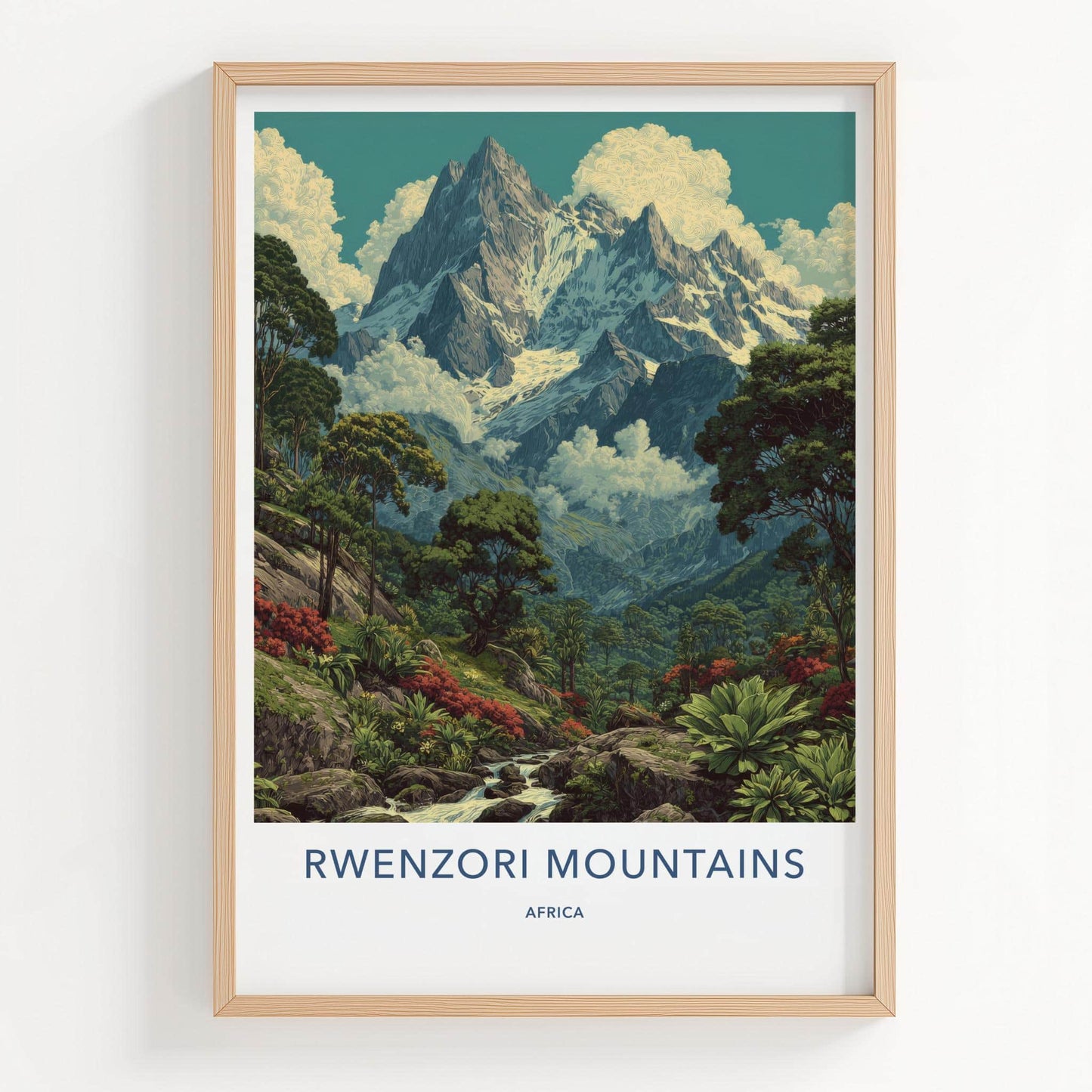 Rwenzori Mountains Poster - Uganda Travel Art - Lush Mountain Landscape Home Decor