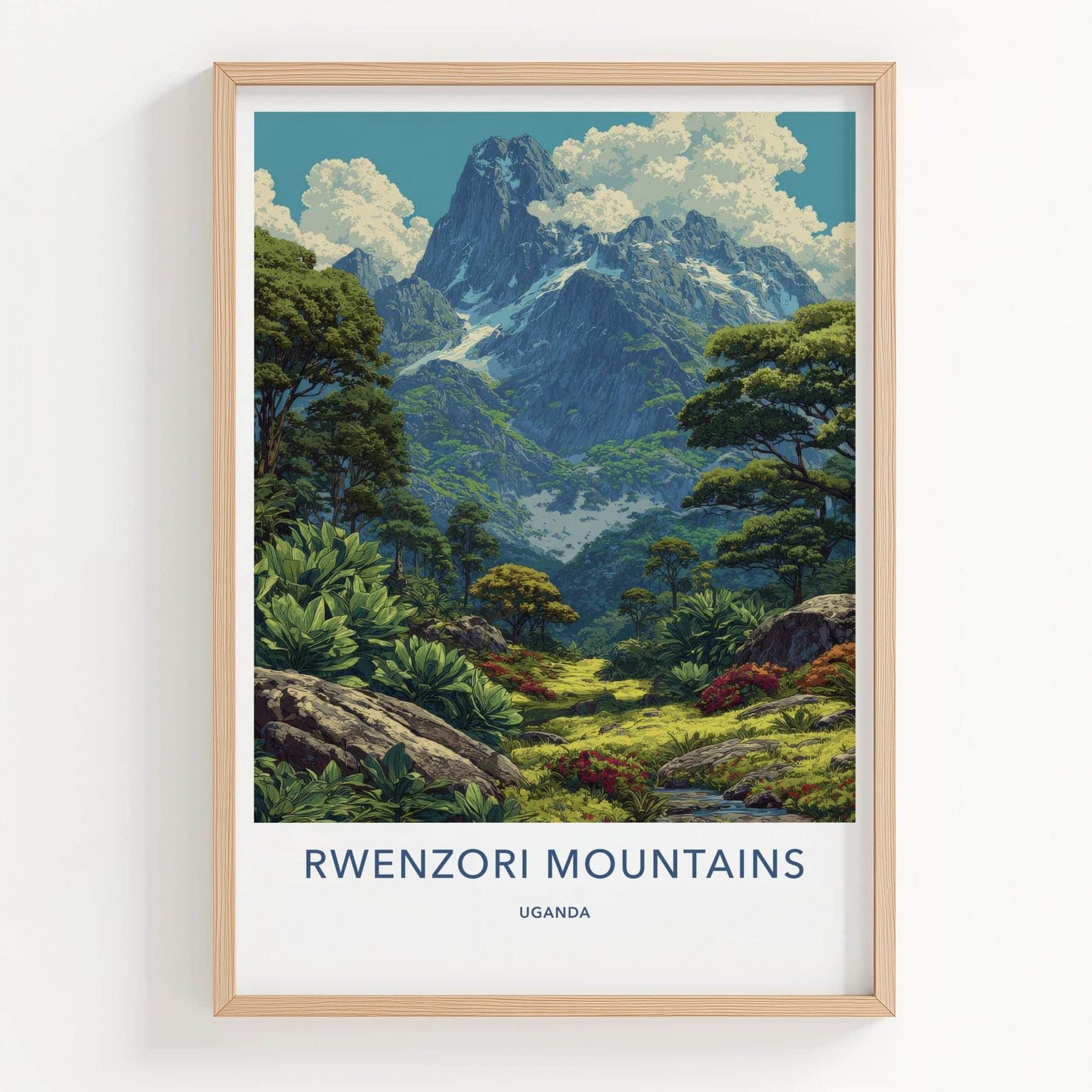 Rwenzori Mountains Poster - Uganda Travel Art - Lush Mountainous Valley Wall Decor