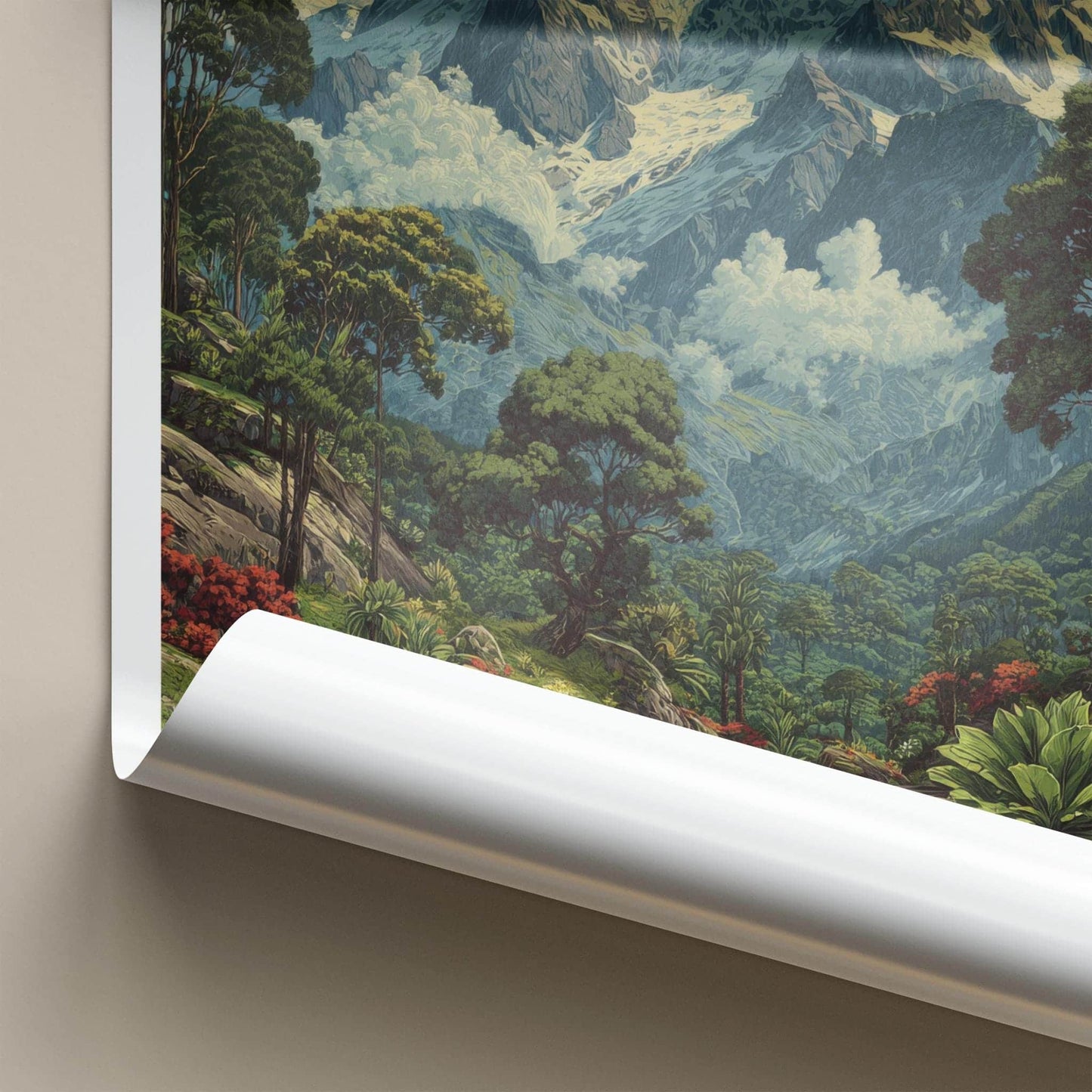 Rwenzori Mountains Poster - Uganda Travel Art - Mountainous Stream Valley Wall Decor