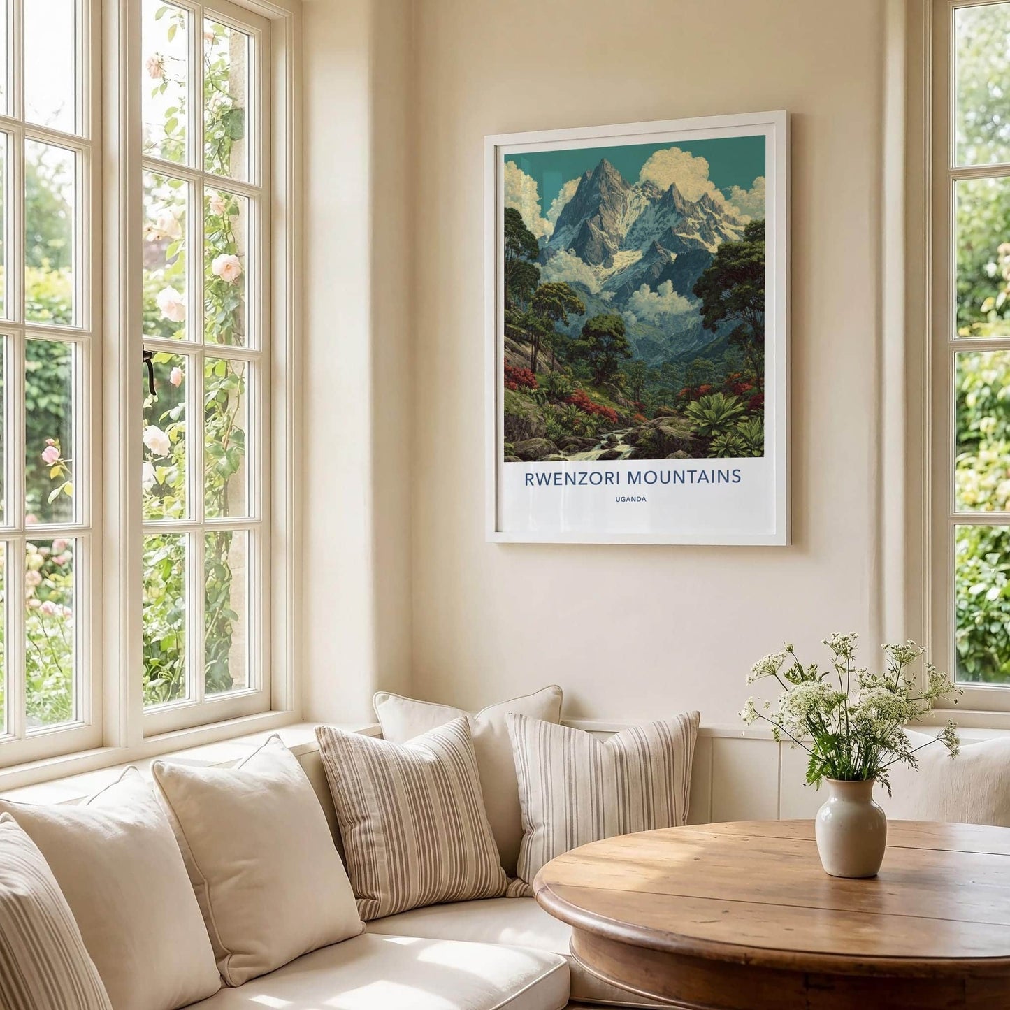 Rwenzori Mountains Poster - Uganda Travel Art - Mountainous Stream Valley Wall Decor