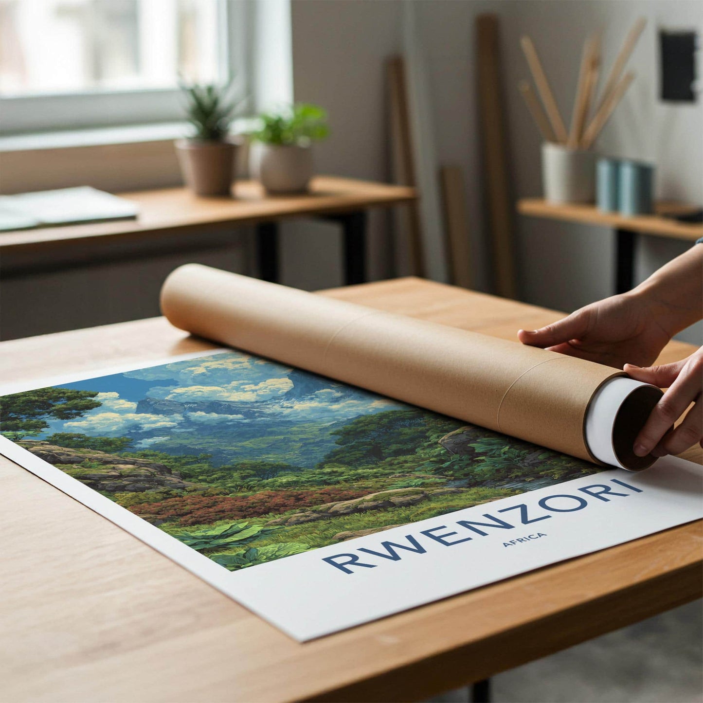 Rwenzori Poster - Africa Travel Art - Cloudy Mountain Peaks Wall Decor