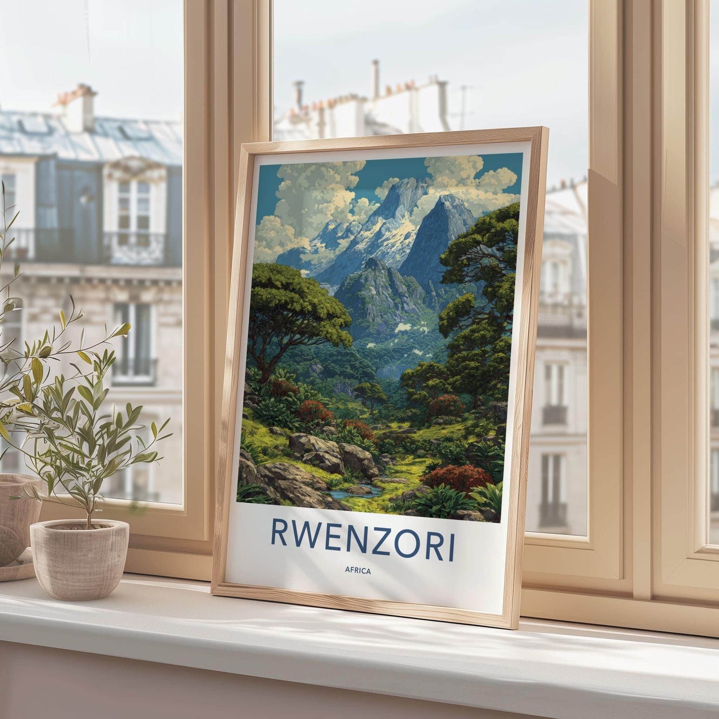 Rwenzori Poster - Africa Travel Art - Lush Mountainous Valley Home Decor