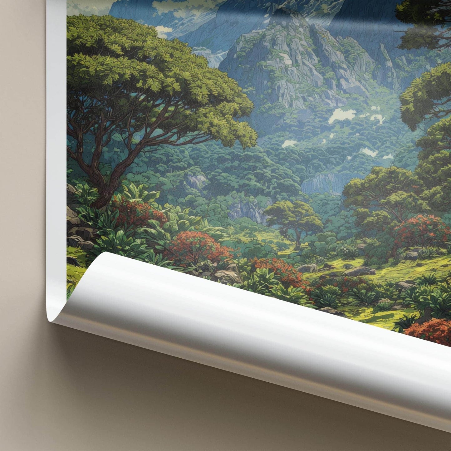 Rwenzori Poster - UGANDA Travel Art - Lush Mountain Valley Home Decor
