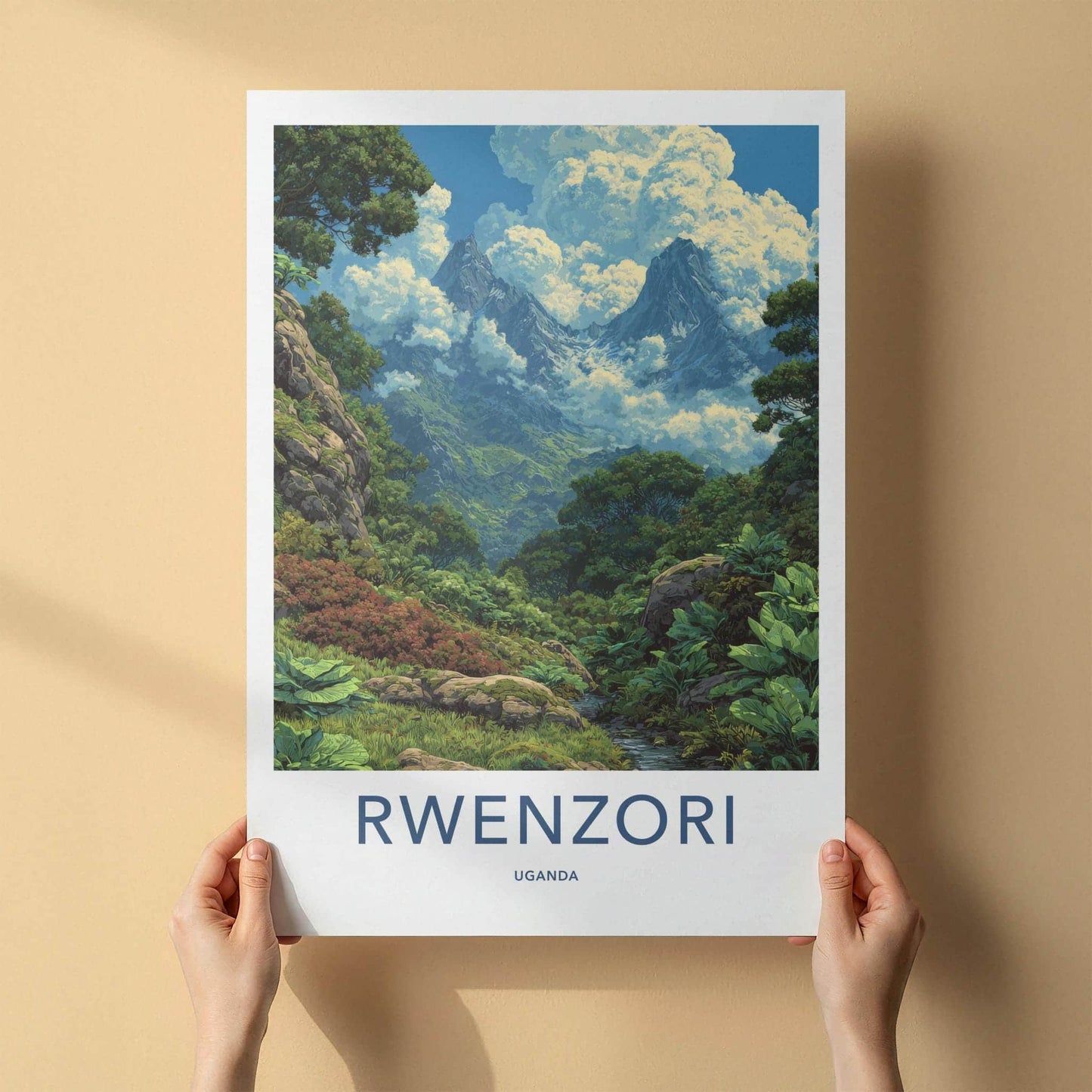 Rwenzori Poster - Uganda Wall Art - Lush Green Mountains Home Decor