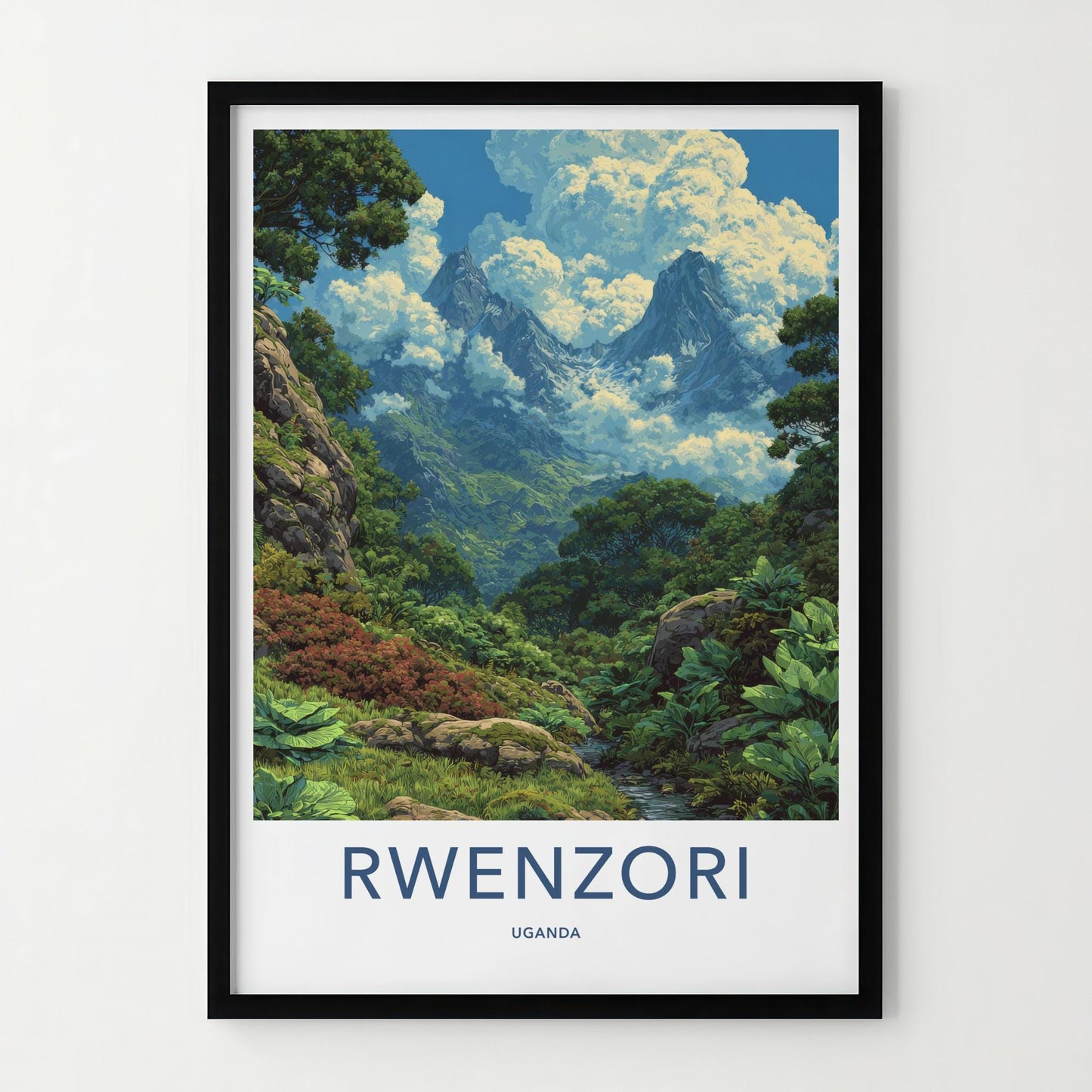 Rwenzori Poster - Uganda Wall Art - Lush Green Mountains Home Decor