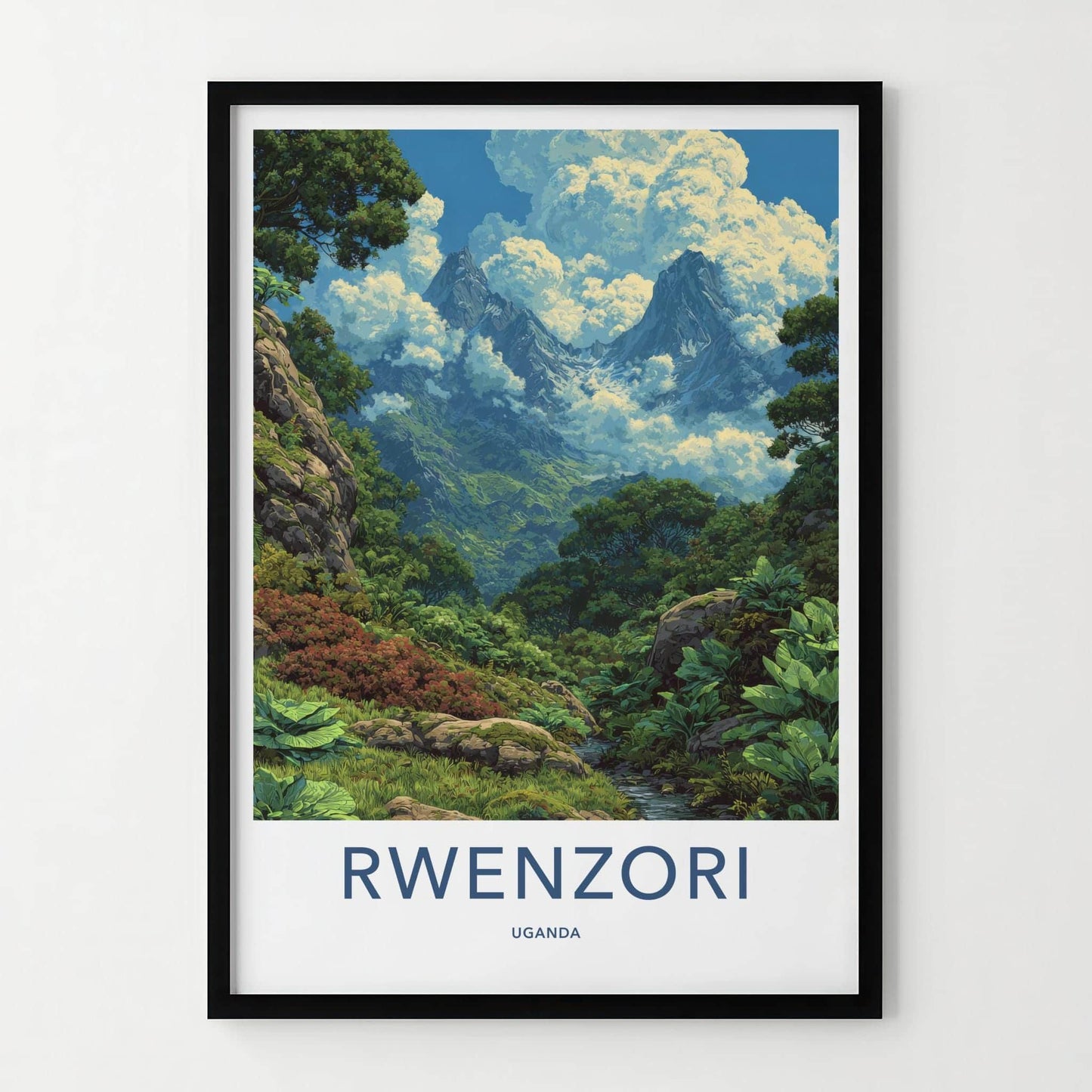 Rwenzori Poster - Uganda Wall Art - Lush Green Mountains Home Decor