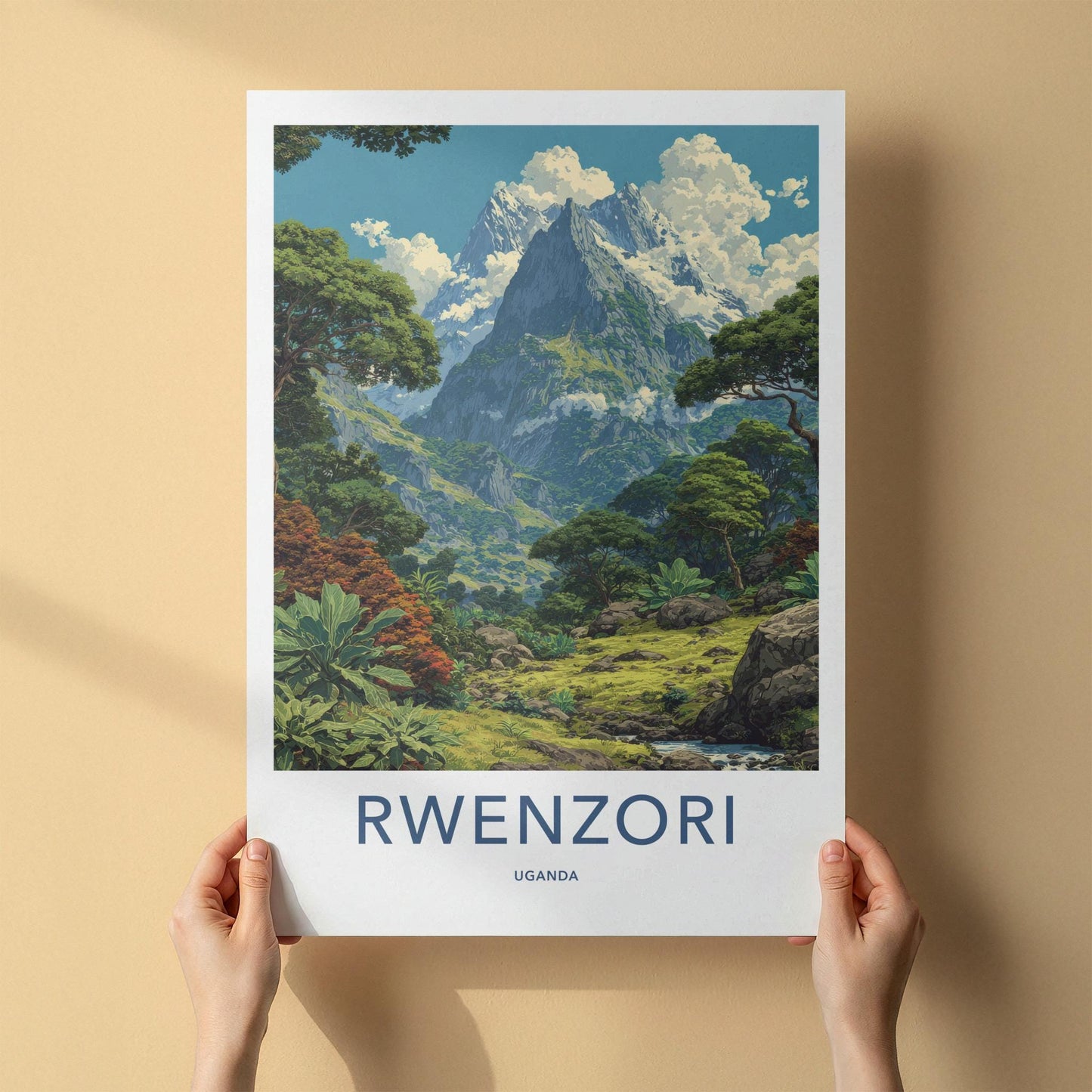 Rwenzori Poster - Uganda Wall Art - Lush Green Valley Home Decor