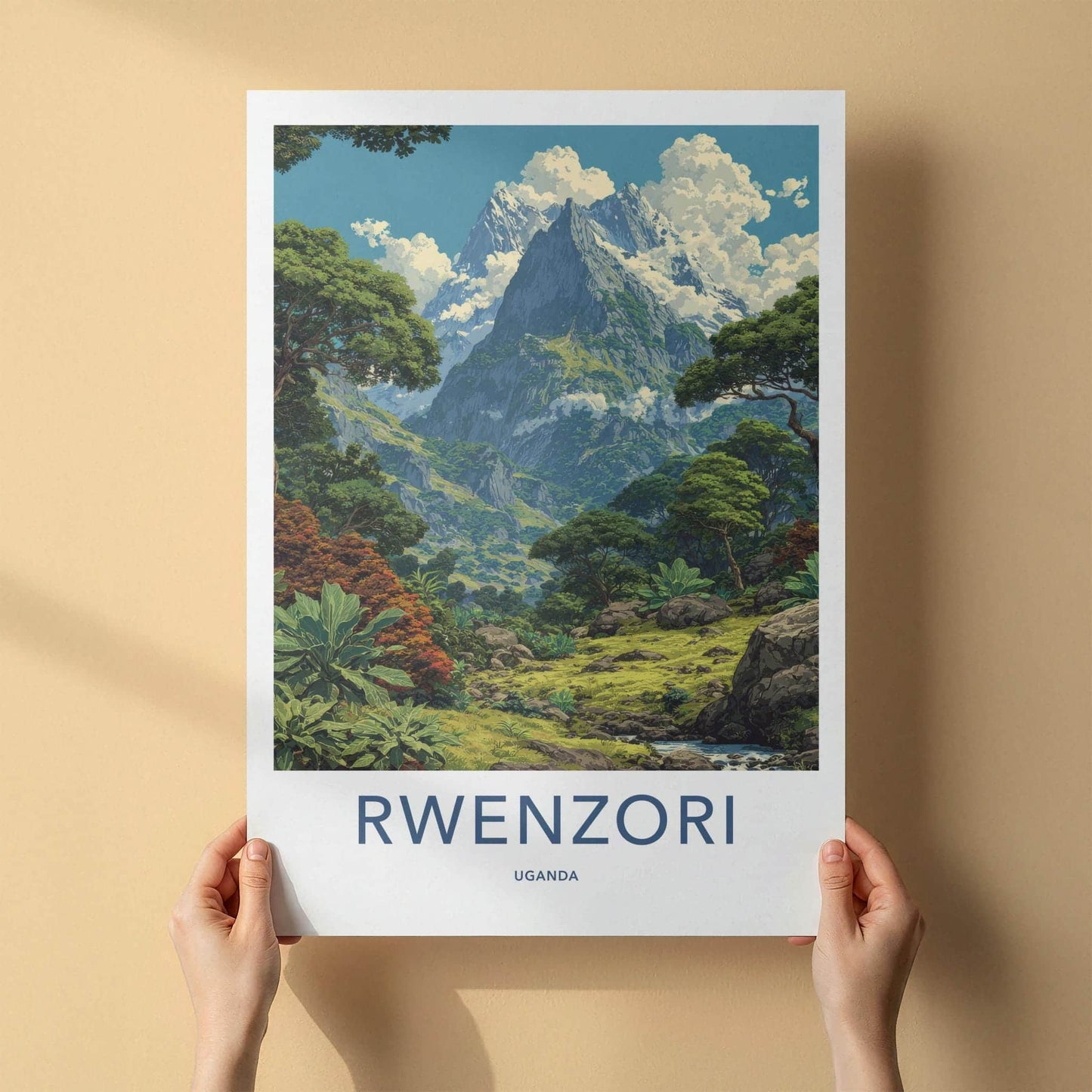 Rwenzori Poster - Uganda Wall Art - Lush Green Valley Home Decor