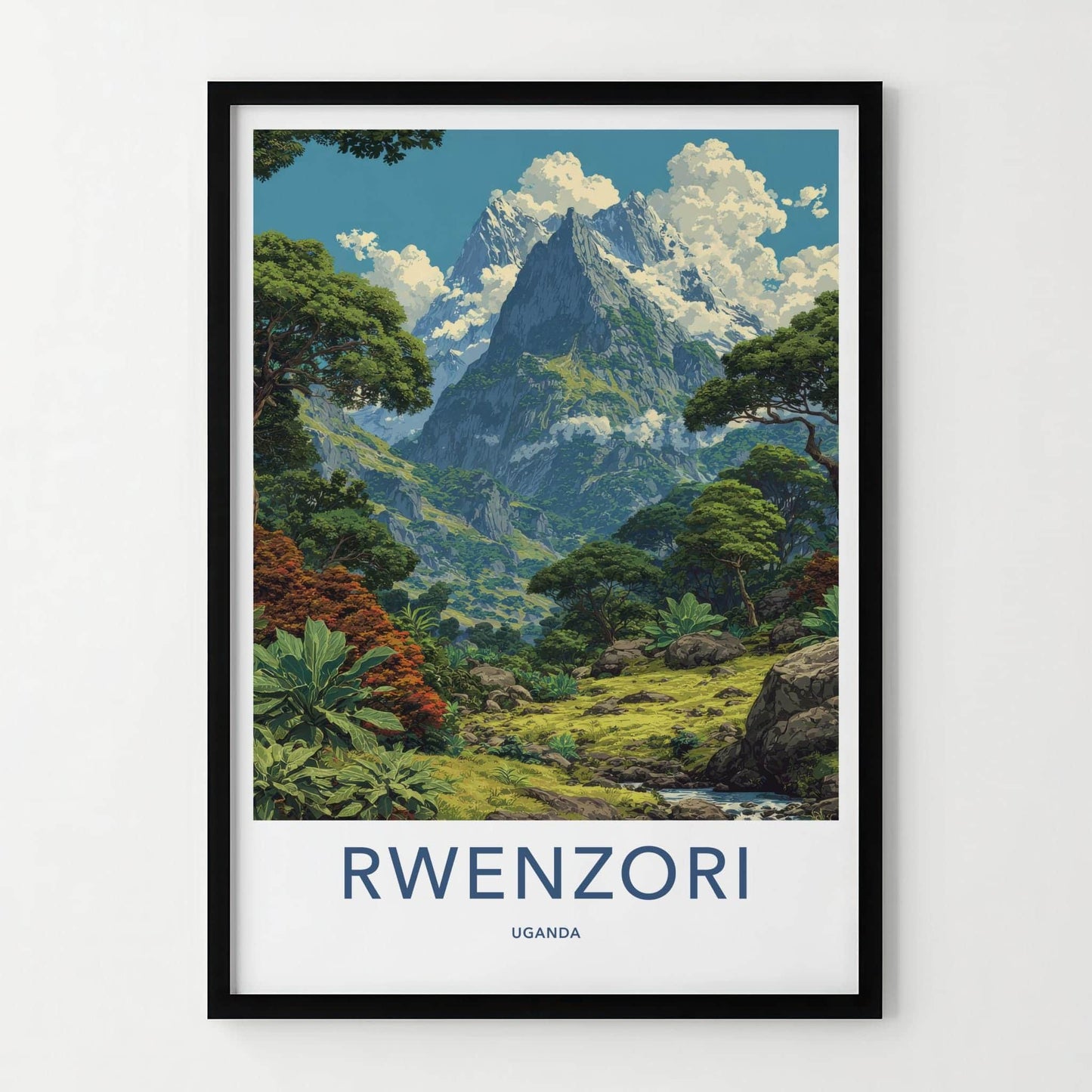 Rwenzori Poster - Uganda Wall Art - Lush Green Valley Home Decor