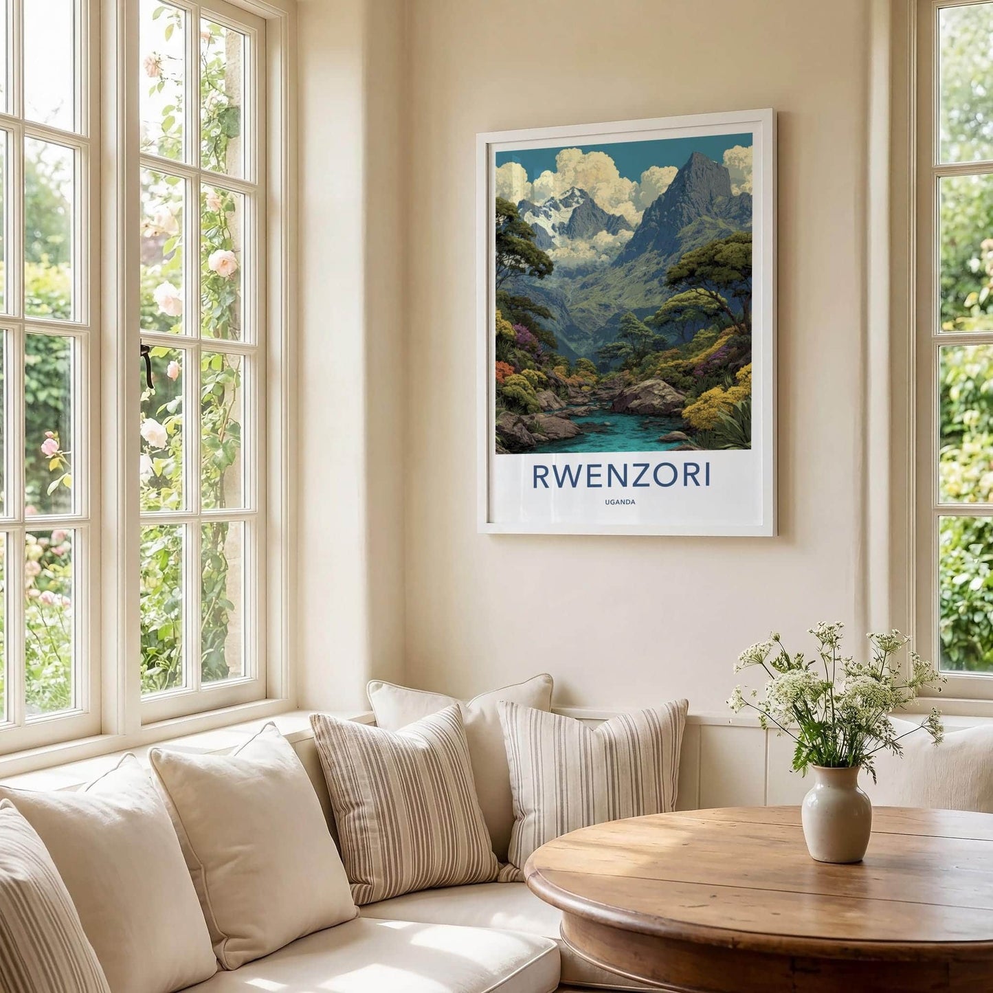 Rwenzori Poster - Uganda Wall Art - Mountain River Valley Home Decor