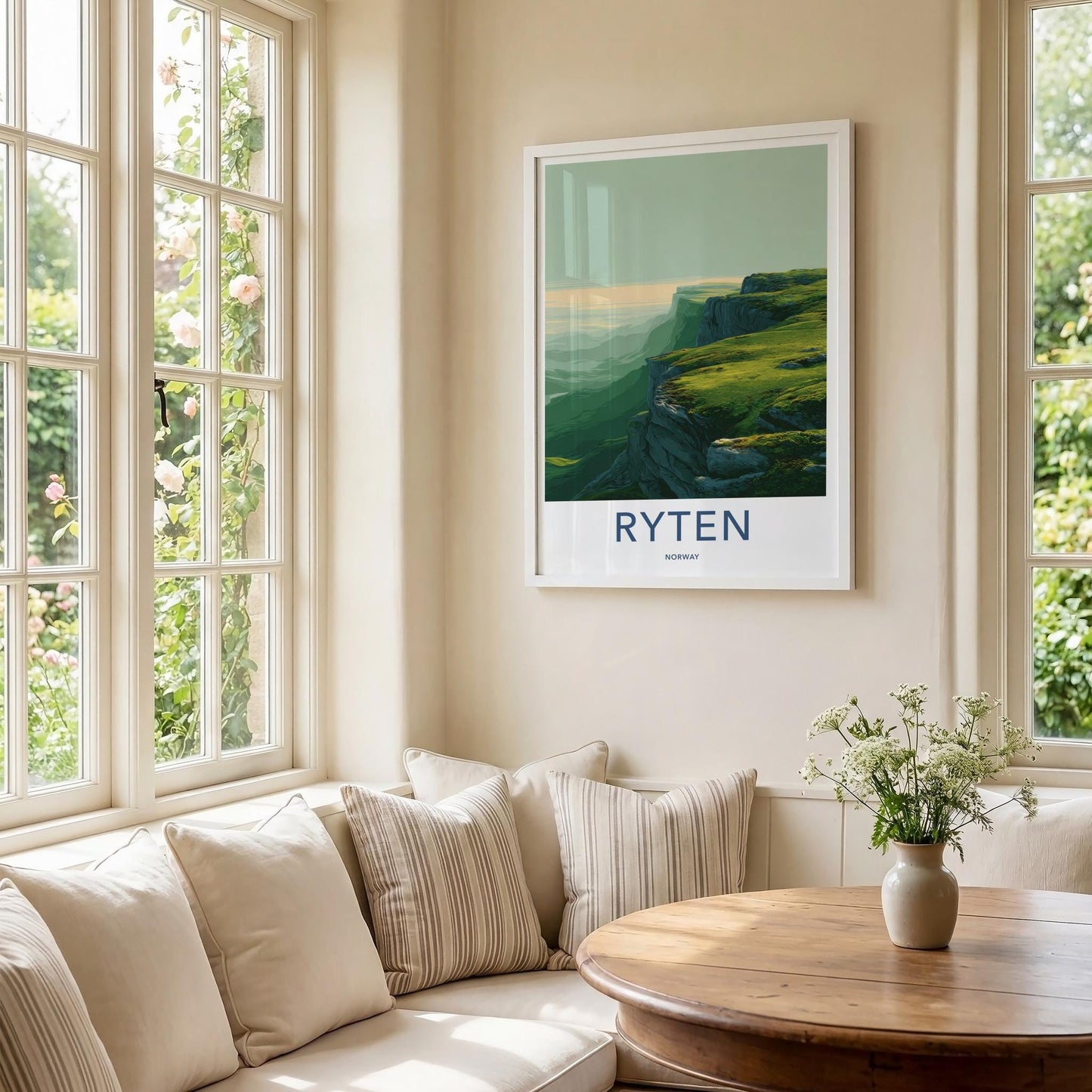 Ryten Poster - Norway Travel Art - Misty Mountain Vista Home Decor