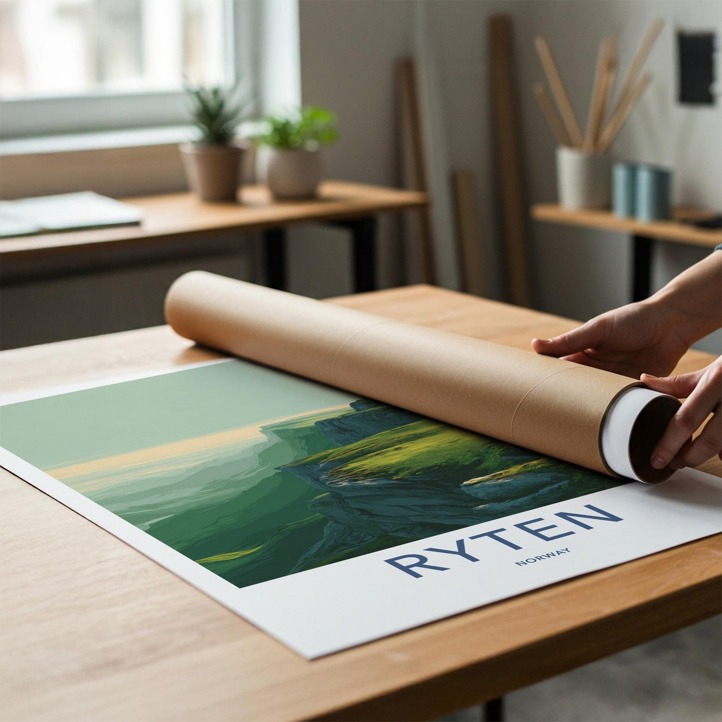 Ryten Poster - Norway Travel Art - Misty Mountain Vista Home Decor